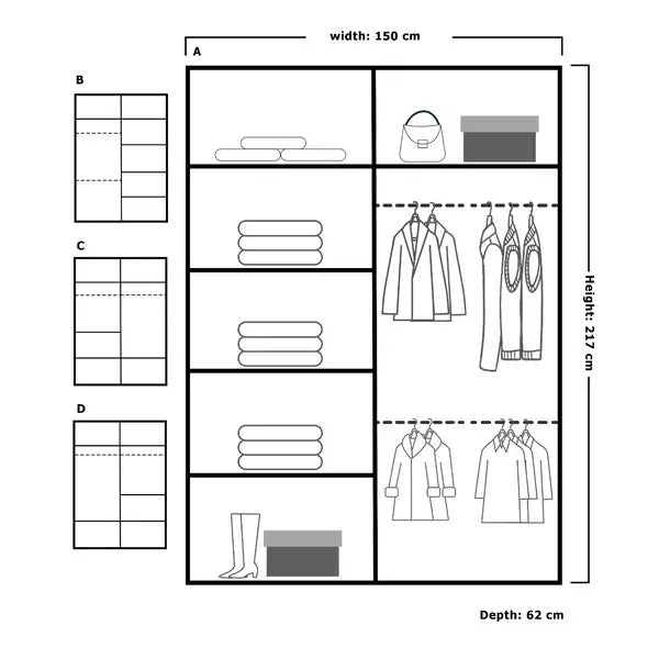 California Sliding Wardrobe Black, White and Grey