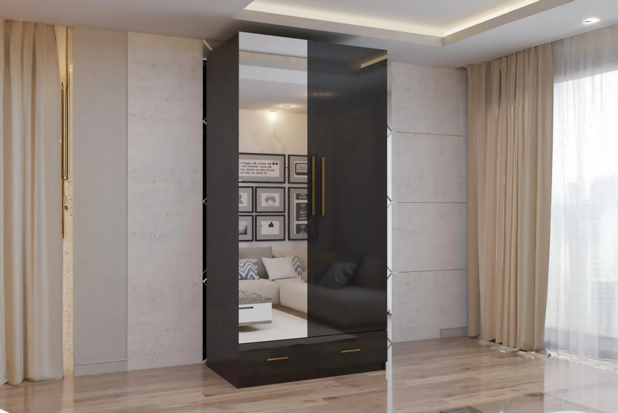 2 Door High Gloss Hinged Wardrobe (2nd Branding MN Wowcher)