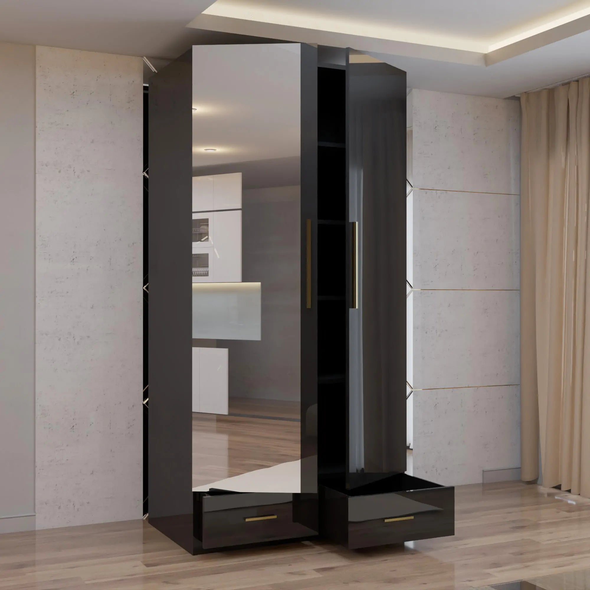 2 Door High Gloss Hinged Door Wardrobe (3rd Branding)