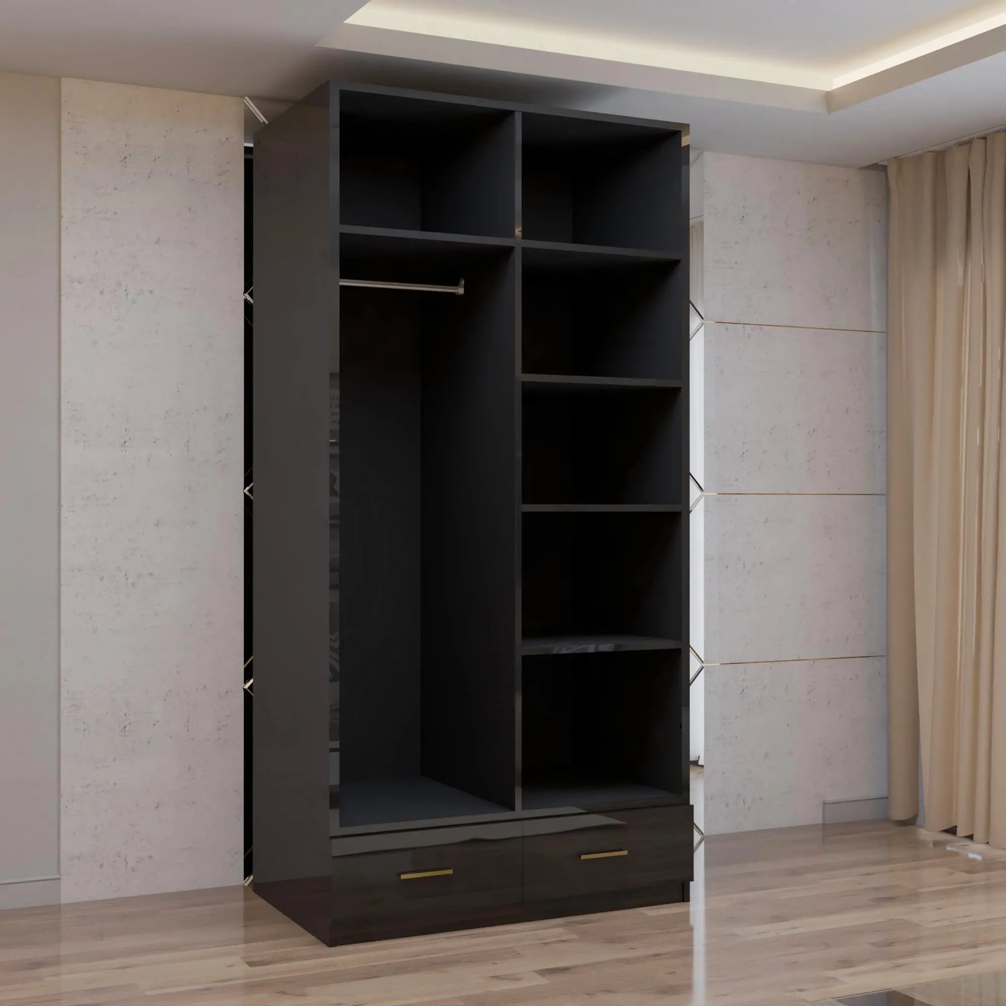 2 Door High Gloss Hinged Door Wardrobe (3rd Branding)