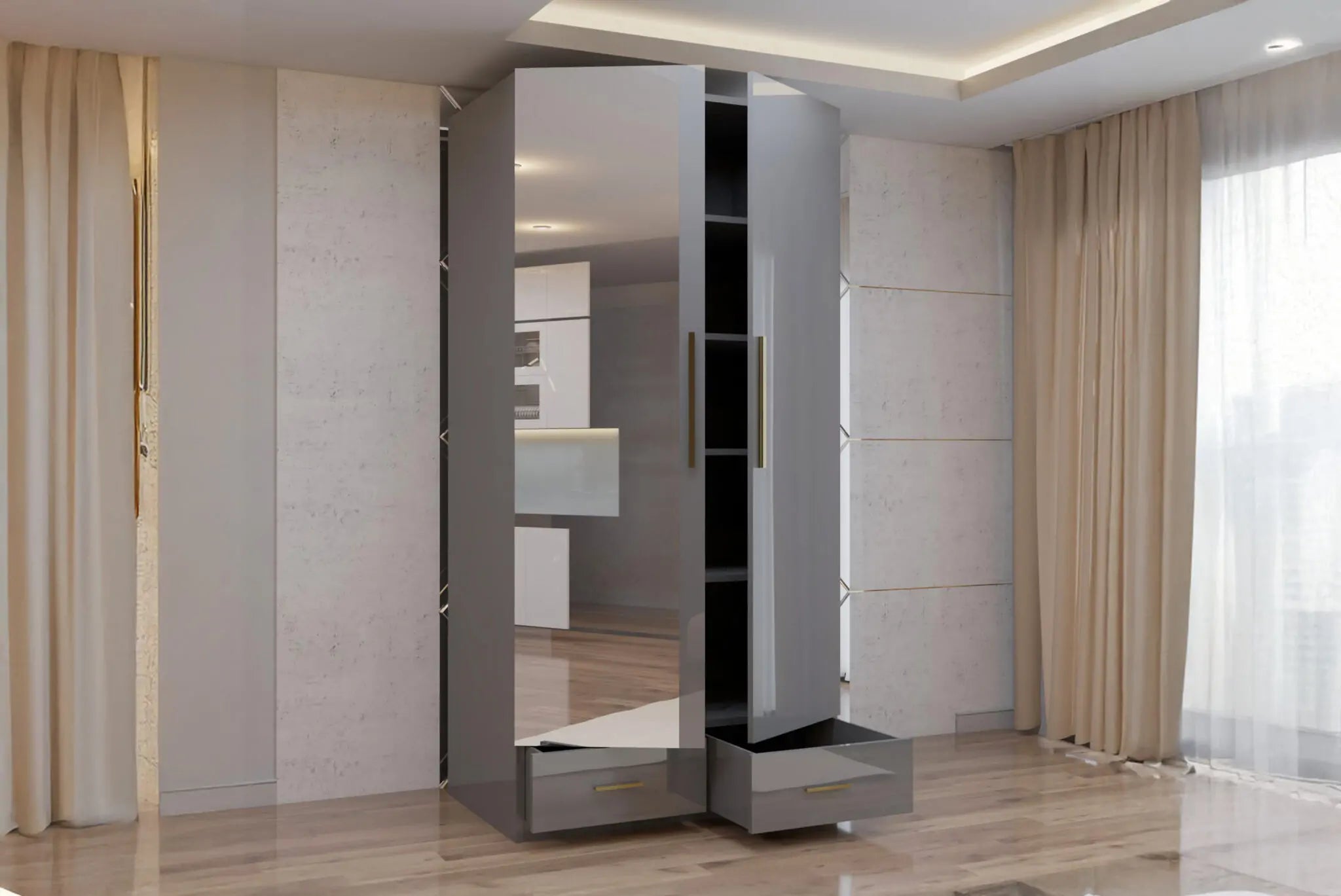 2 Door High Gloss Hinged Wardrobe (2nd Branding MN Wowcher)