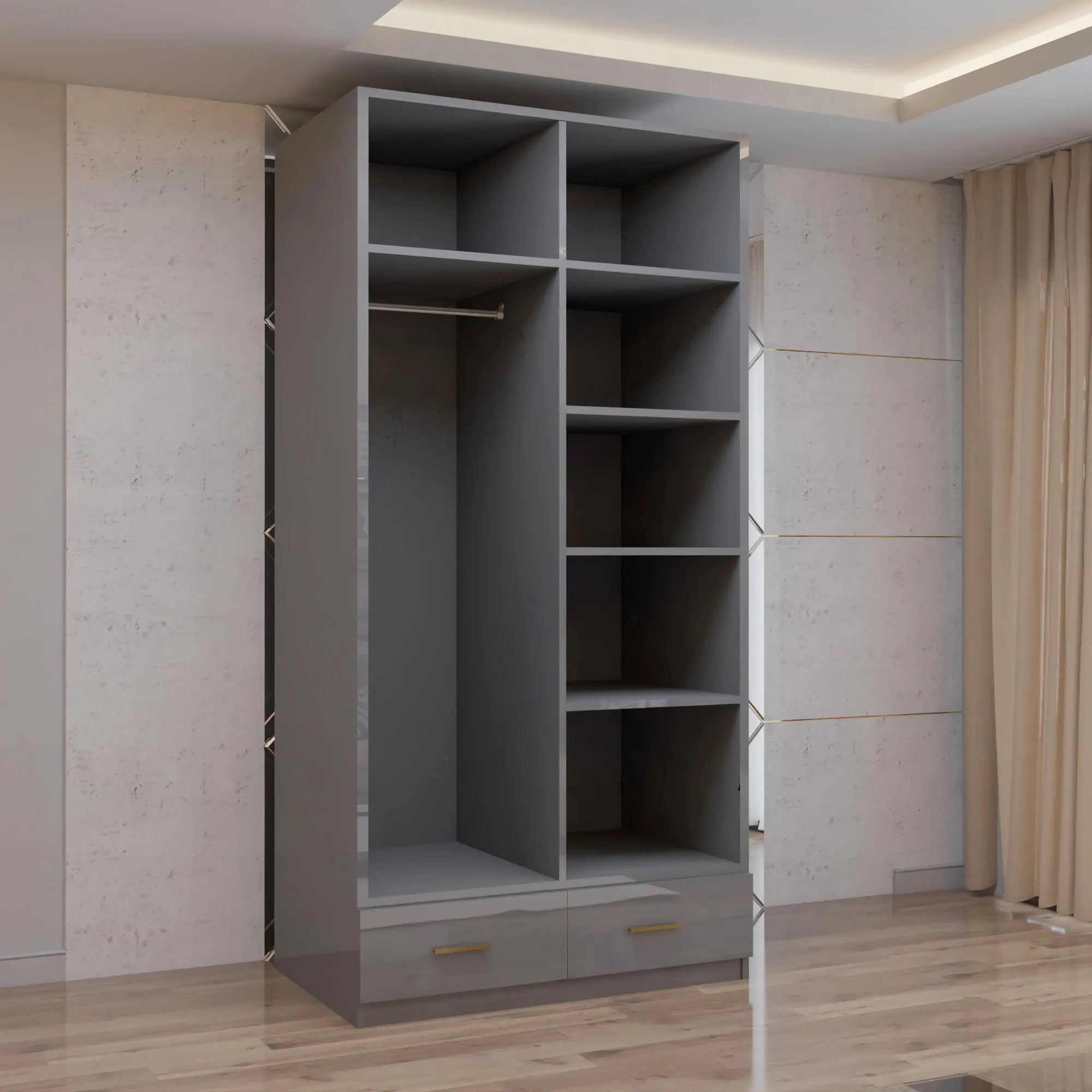 2 Door High Gloss Hinged Door Wardrobe (3rd Branding)