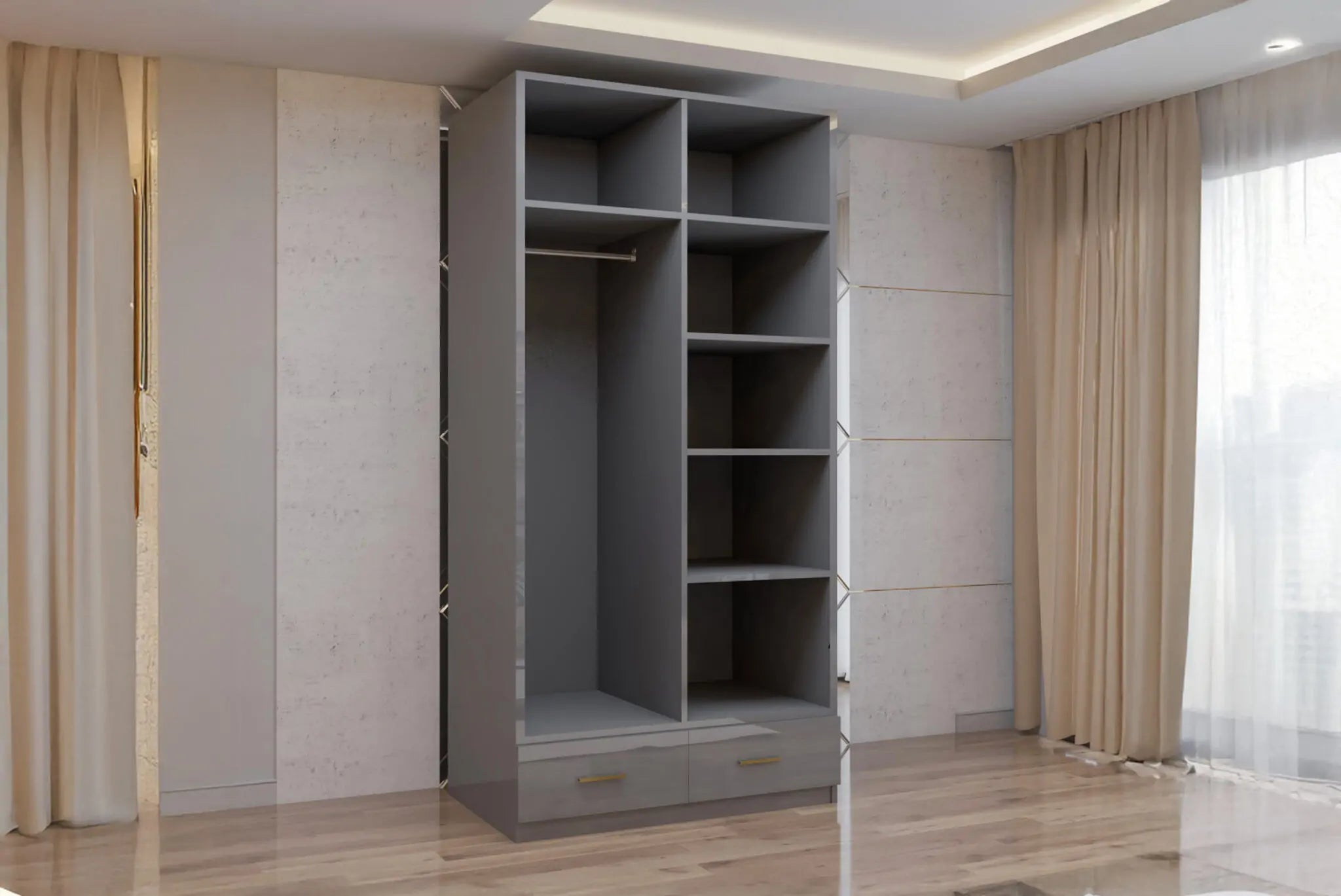 2 Door High Gloss Hinged Wardrobe (2nd Branding MN Wowcher)