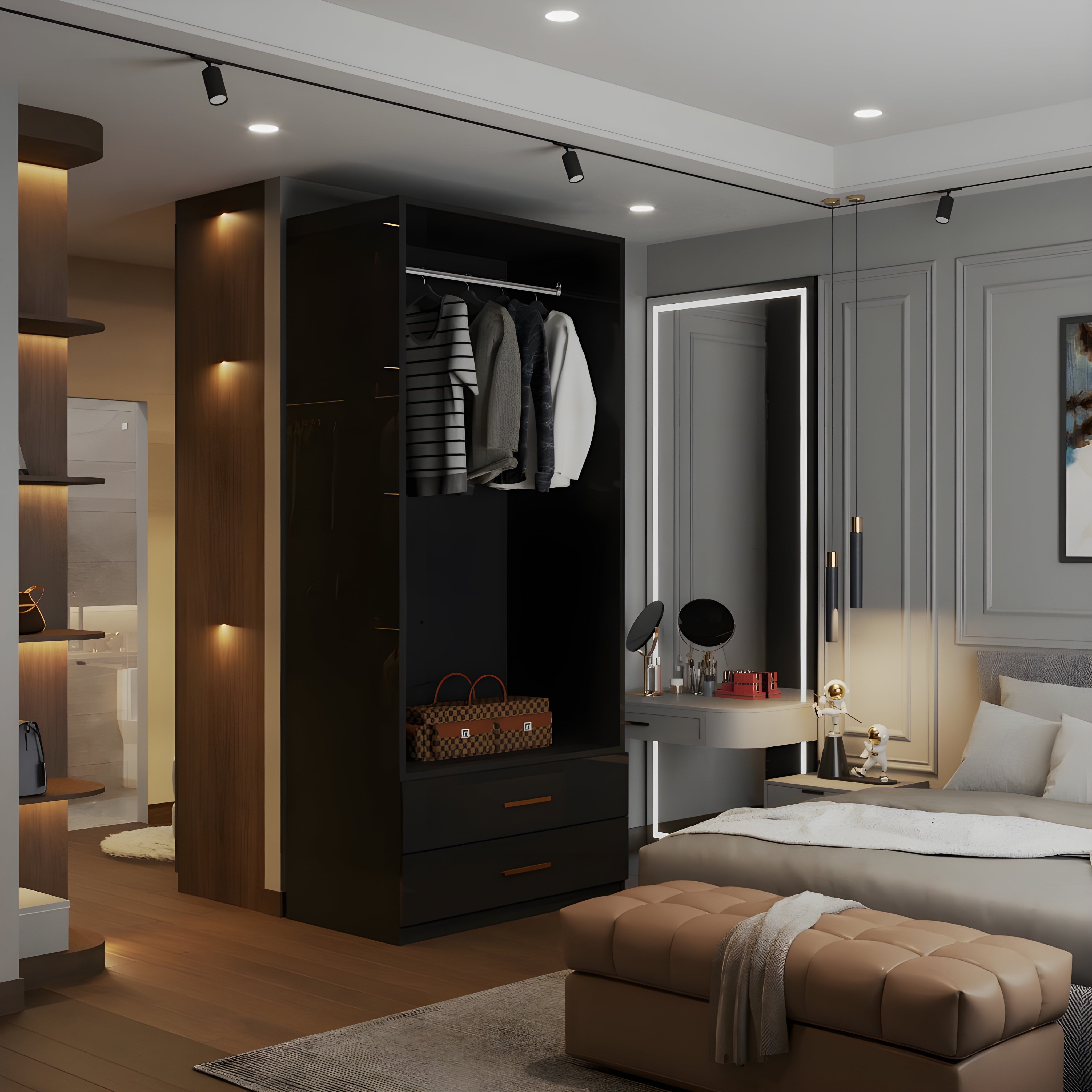 XD3 High Gloss 2 Door Wardrobe (80cm)