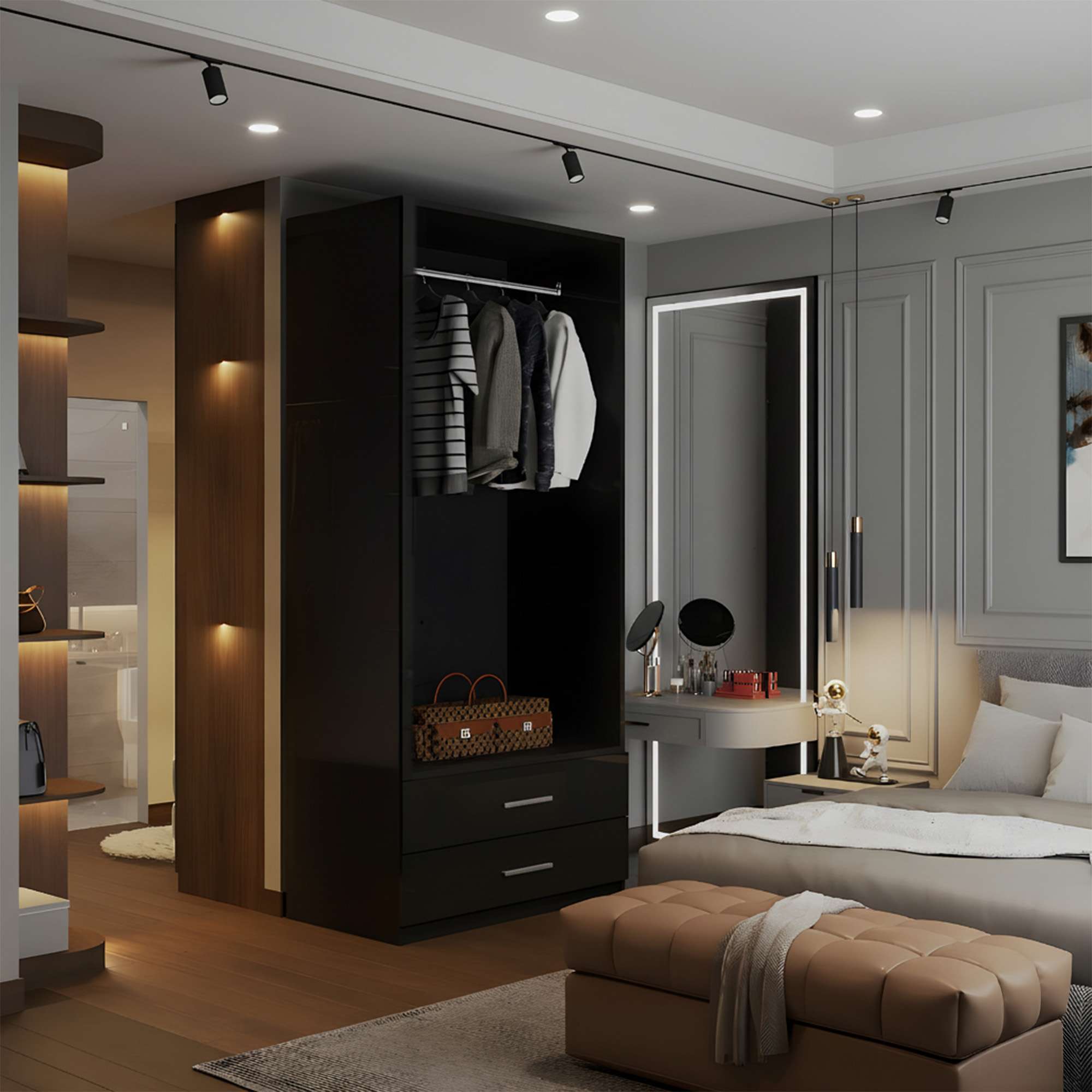 XD3 High Gloss 80cm Wardrobe (WW)