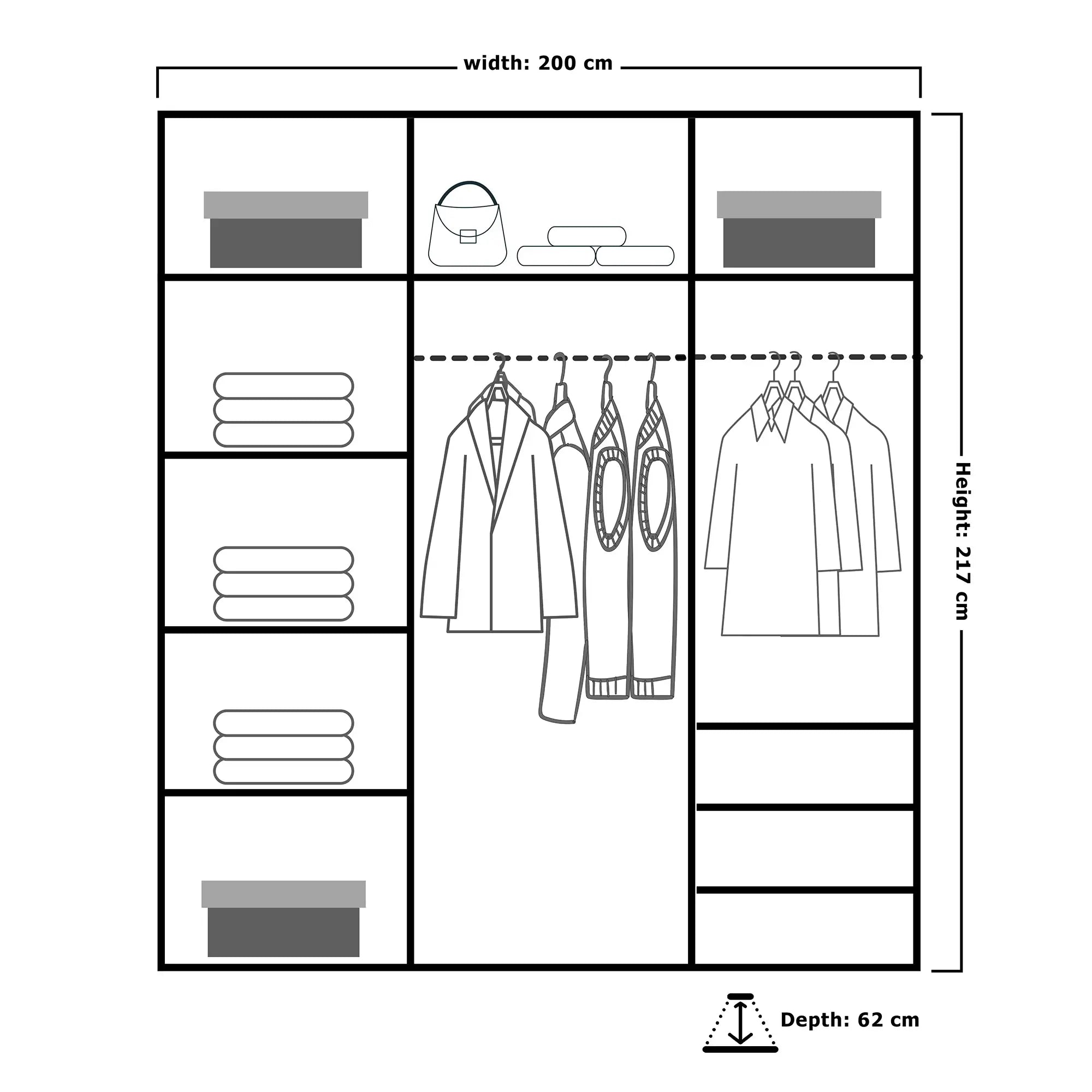 Etna Sliding Full Mirror Door Wardrobe(Ww)