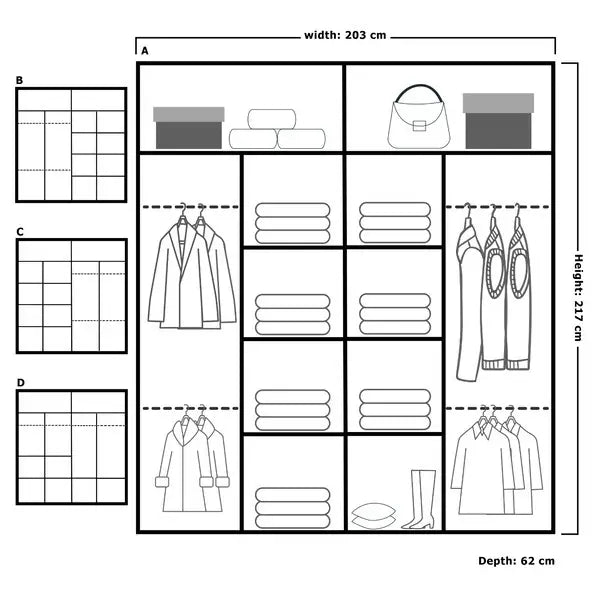 California Sliding Wardrobe Black, White and Grey