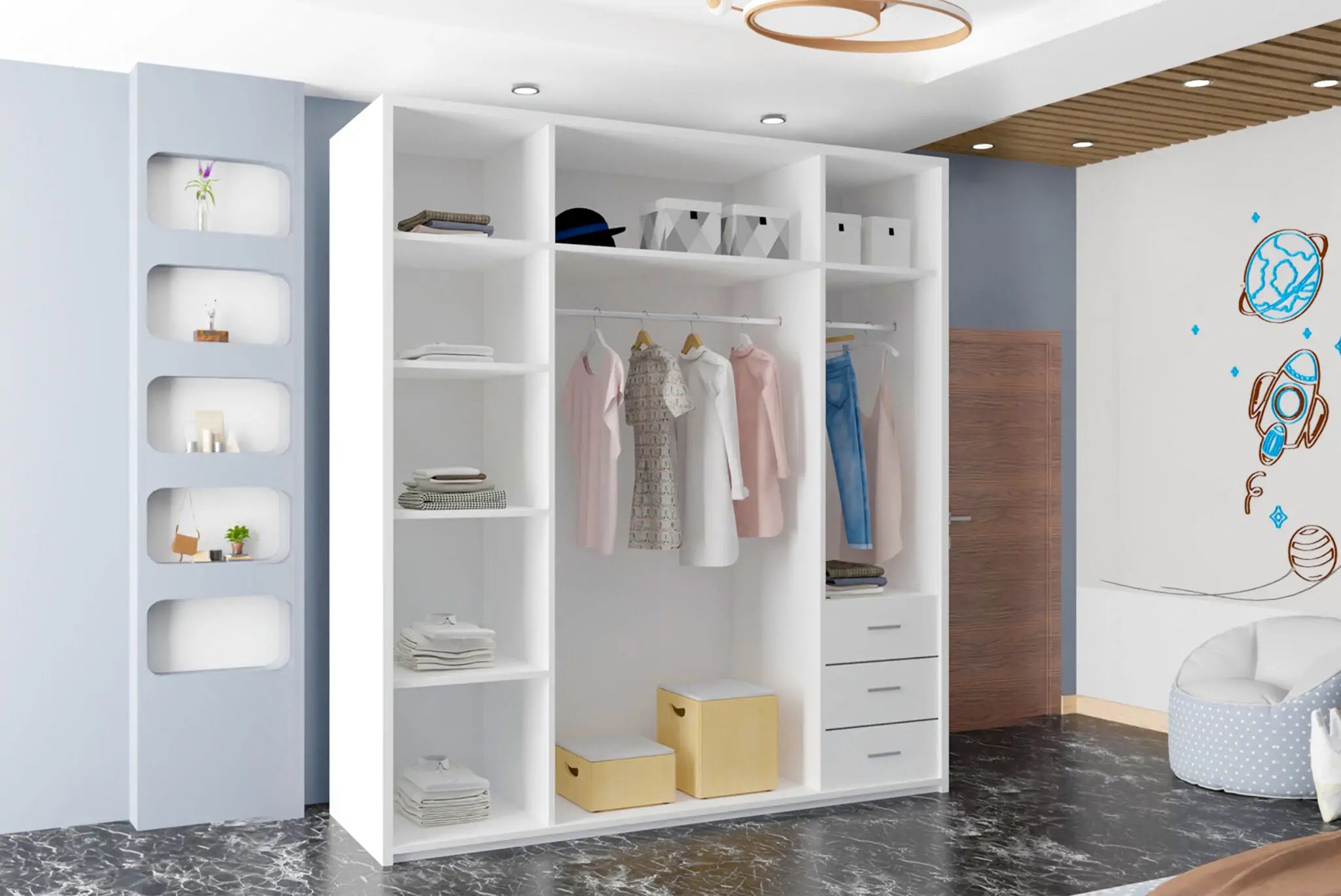 Etna Sliding Full Mirror Door Wardrobe(Ww)