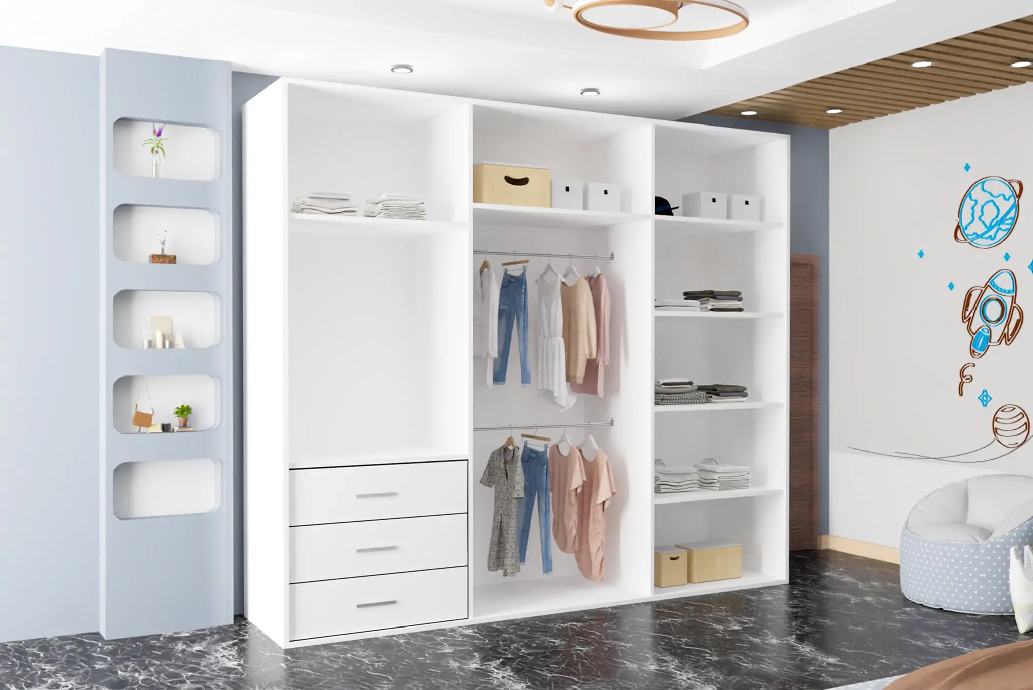 Etna Sliding Full Mirror Door Wardrobe(Ww)