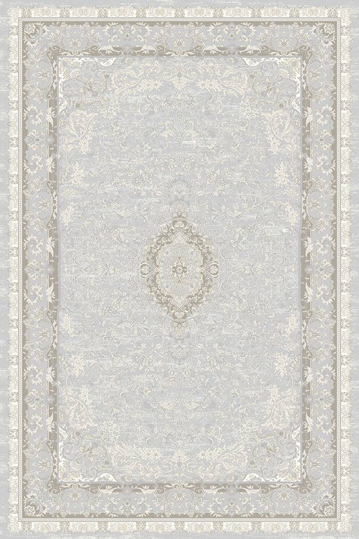 Sapphire Whisper Frame Light Grey Beige Persian Rug
