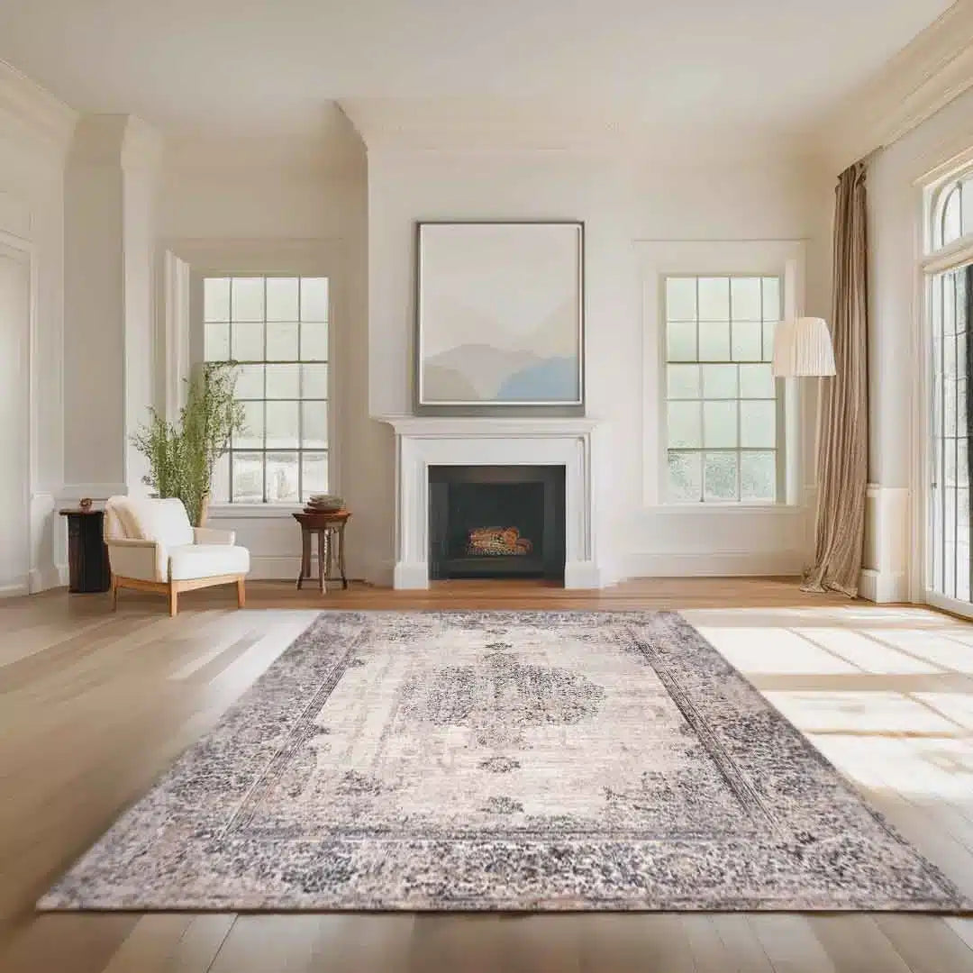 Lorenz Vintage Persian Medallion Cream Beige Rug