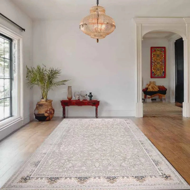 Sapphire Misty Damask Grey Blue Elegant Rug