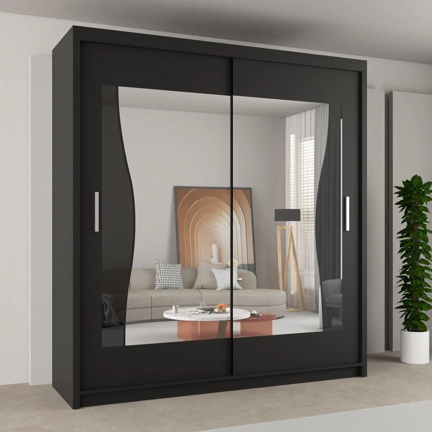 Batumi Wardrobe Black, White, Grey and Walnut in 120cm/150cm/180cm and 203cm