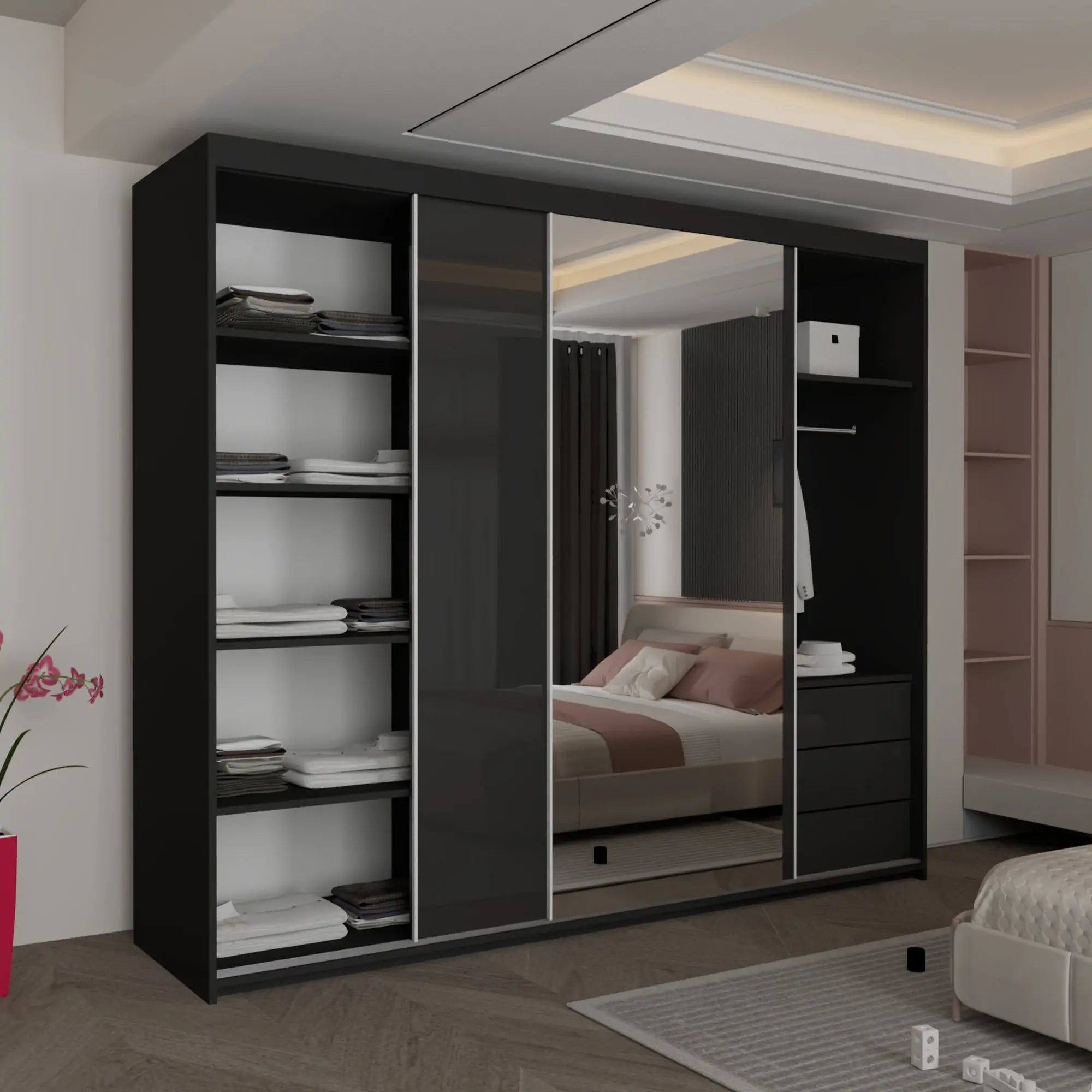 Vikas New High Gloss sliding door Wardrobe(DB)
