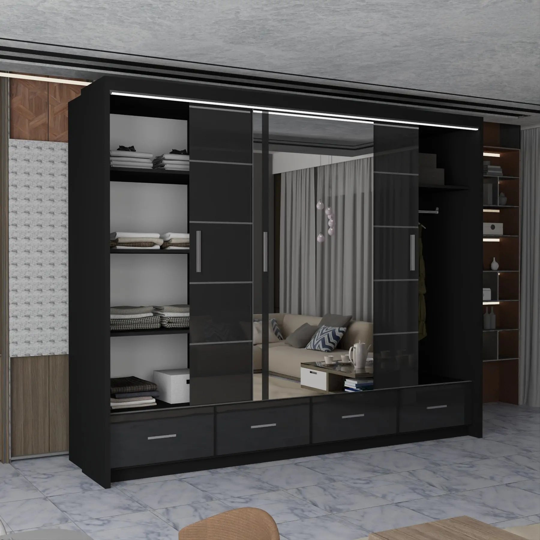 Sycylia High Gloss Sliding Door Wardrobe New Branding