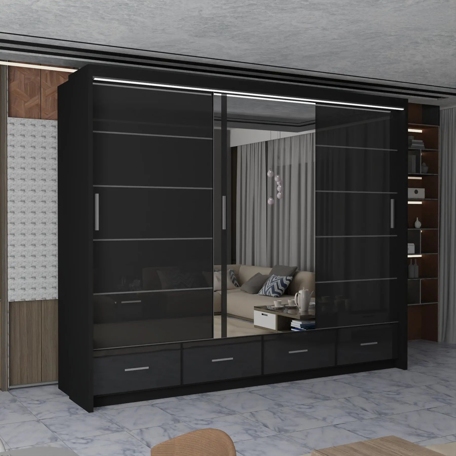 Sycylia High Gloss Sliding Door Wardrobe New Branding