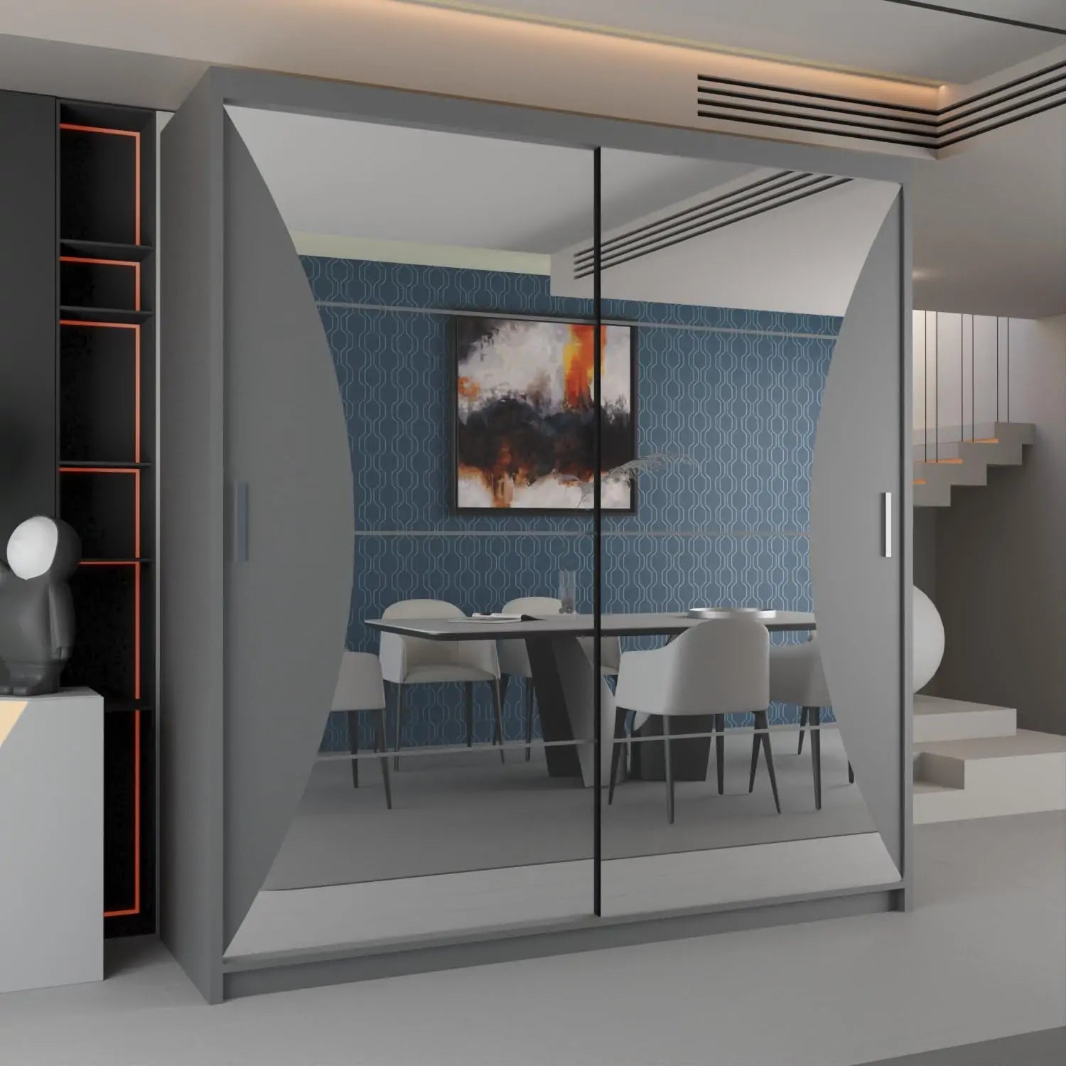 California Sliding Wardrobe Black, White and Grey
