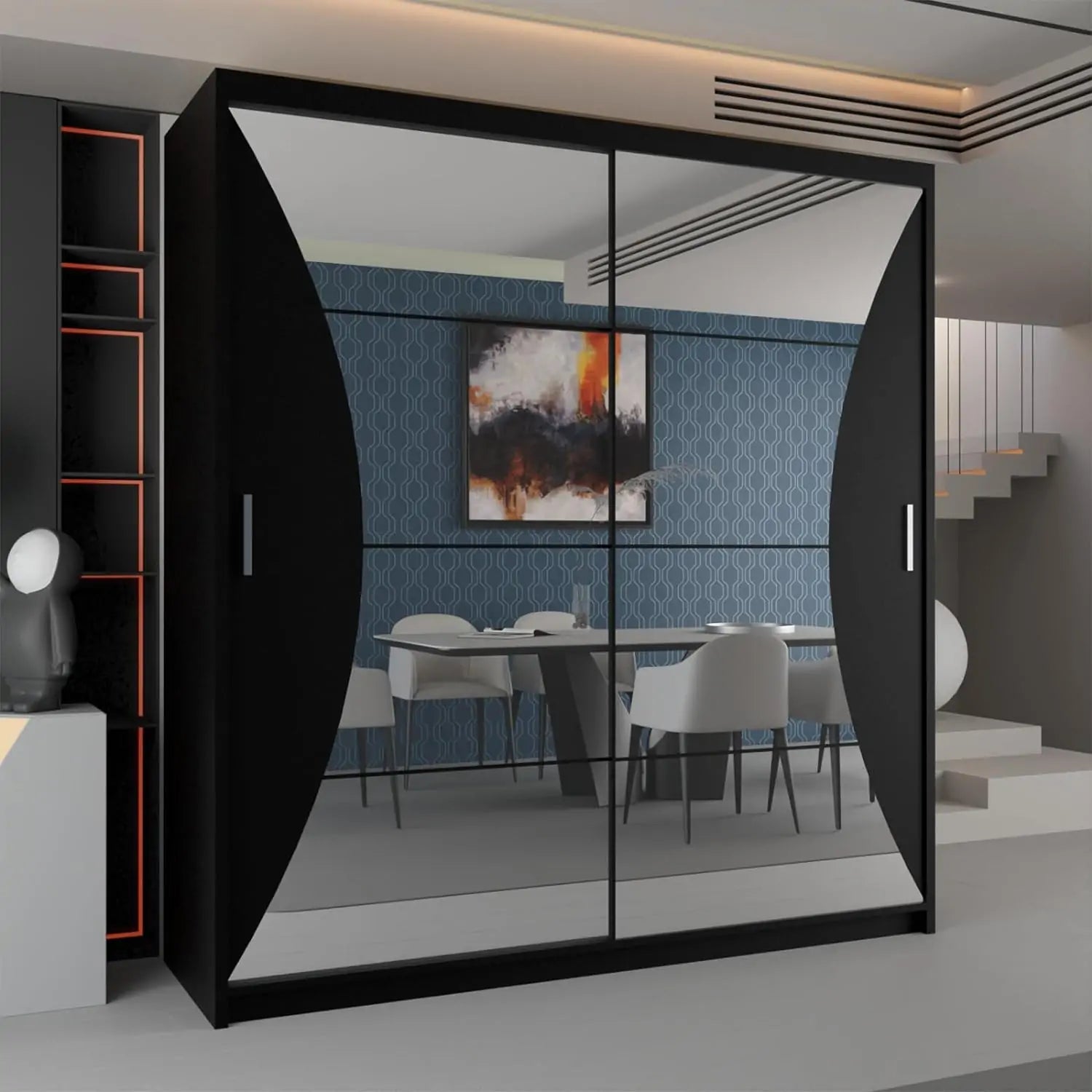 California Sliding Wardrobe Black, White and Grey