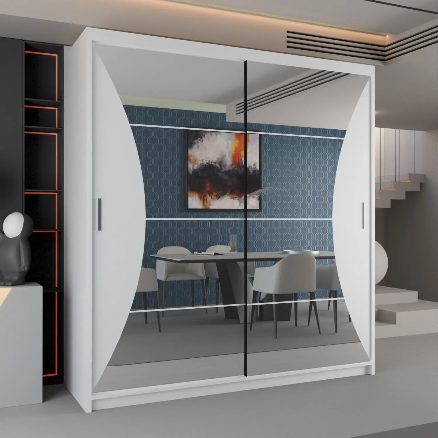 California Sliding Wardrobe Black, White and Grey