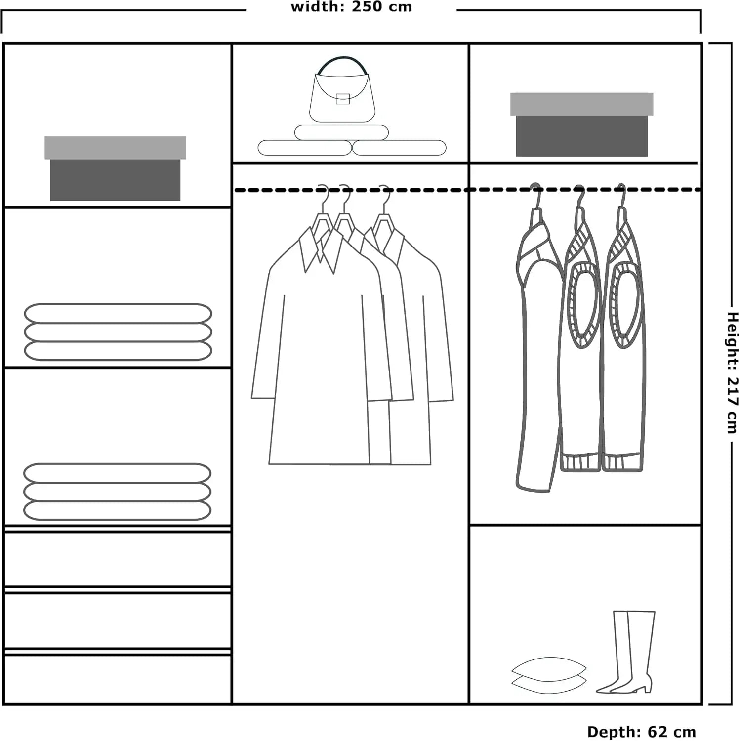 Etna Sliding Full Mirror Door Wardrobe(Ww)