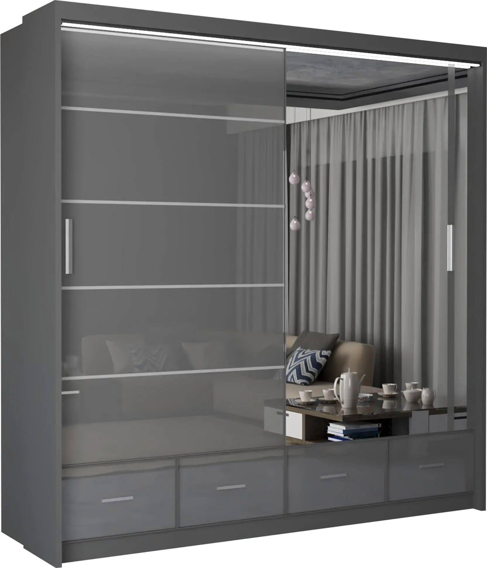 Sycylia High Gloss Sliding Door Wardrobe New Branding