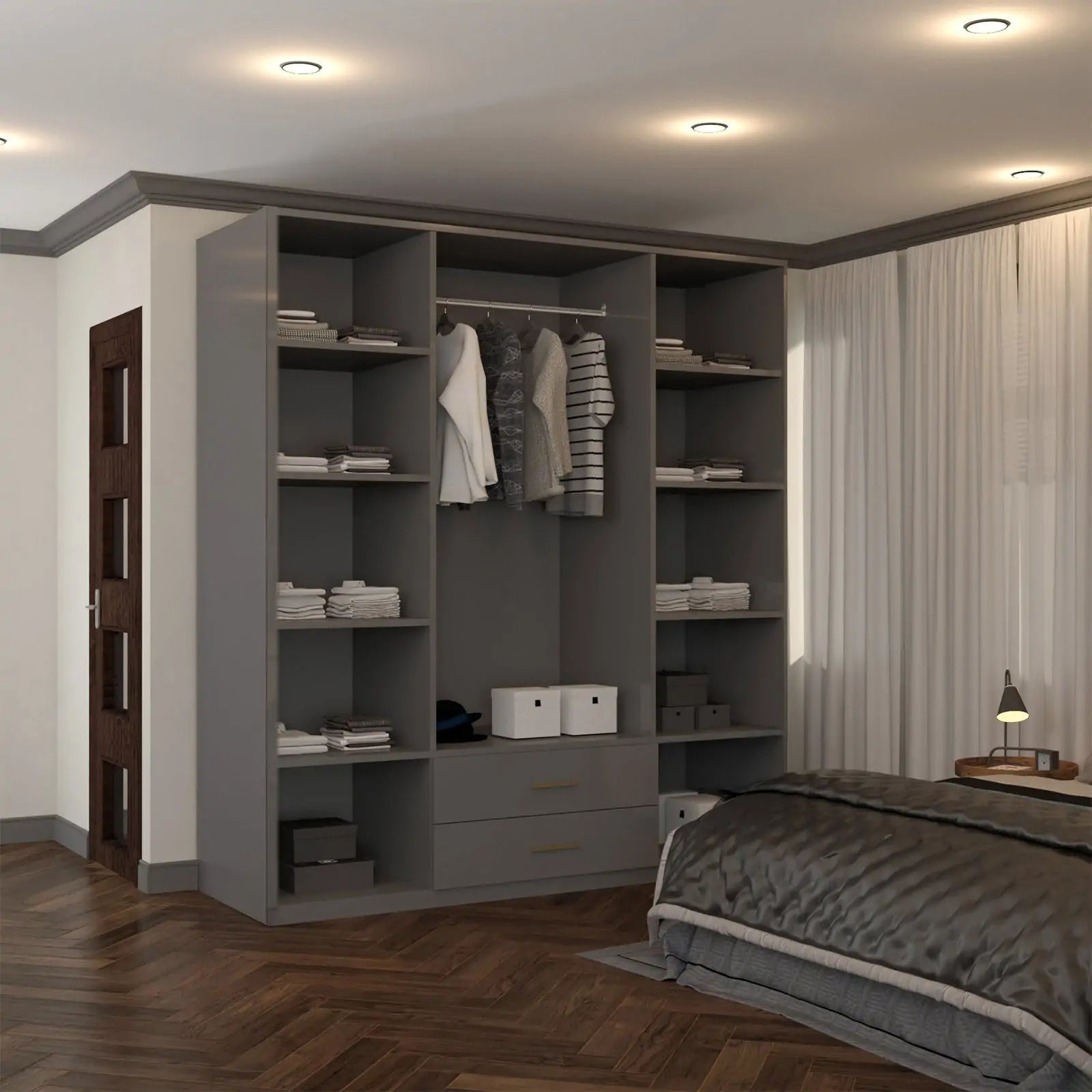High Gloss 3, 4 Door Wardrobes with Gold Handles(For Images)