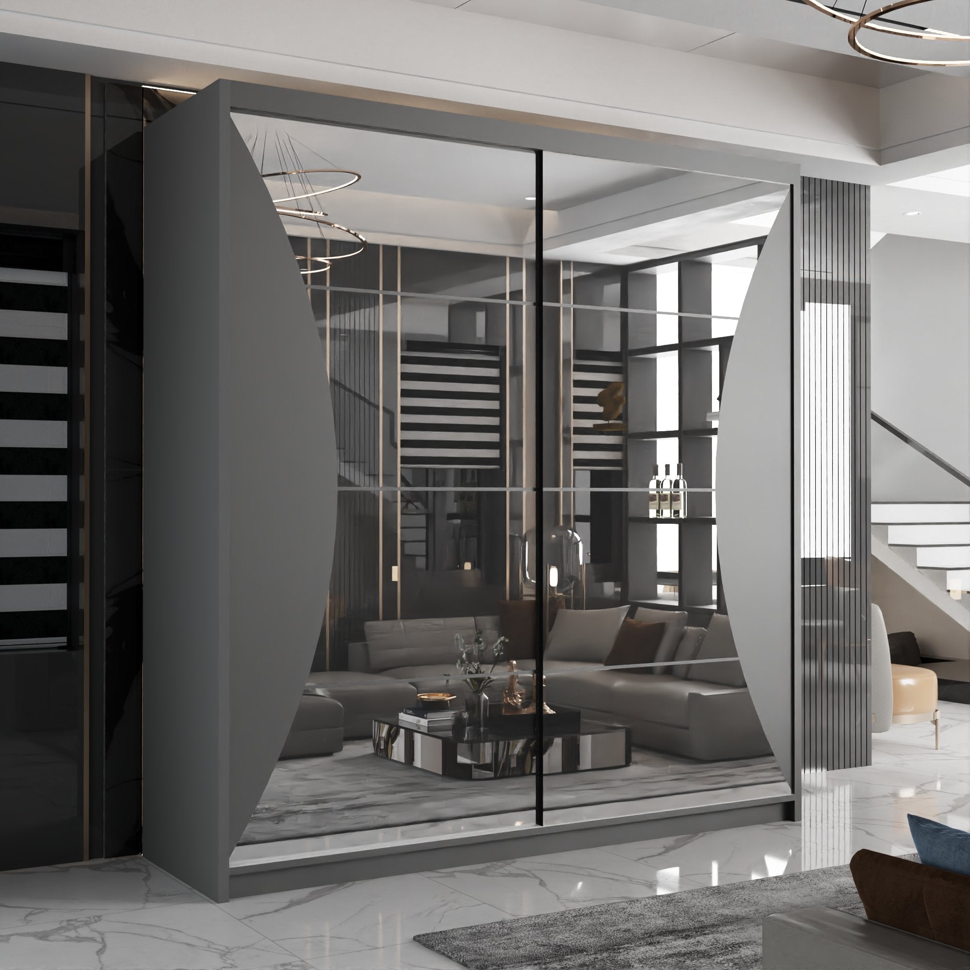 California Sliding Wardrobe Black, White and Grey