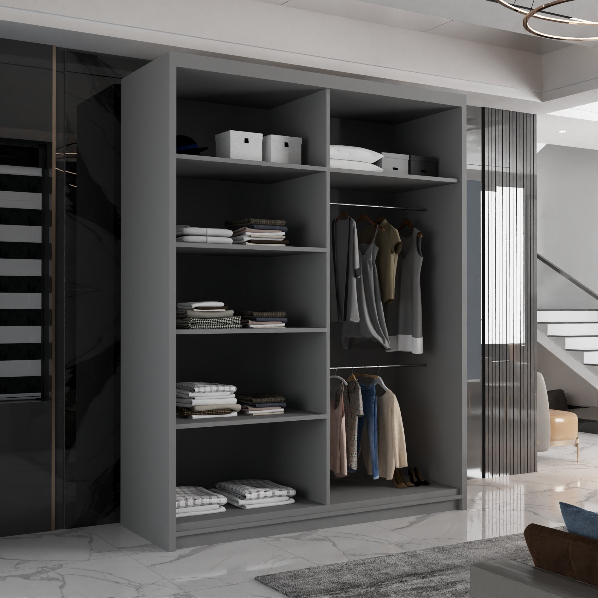 California Sliding Wardrobe Black, White and Grey
