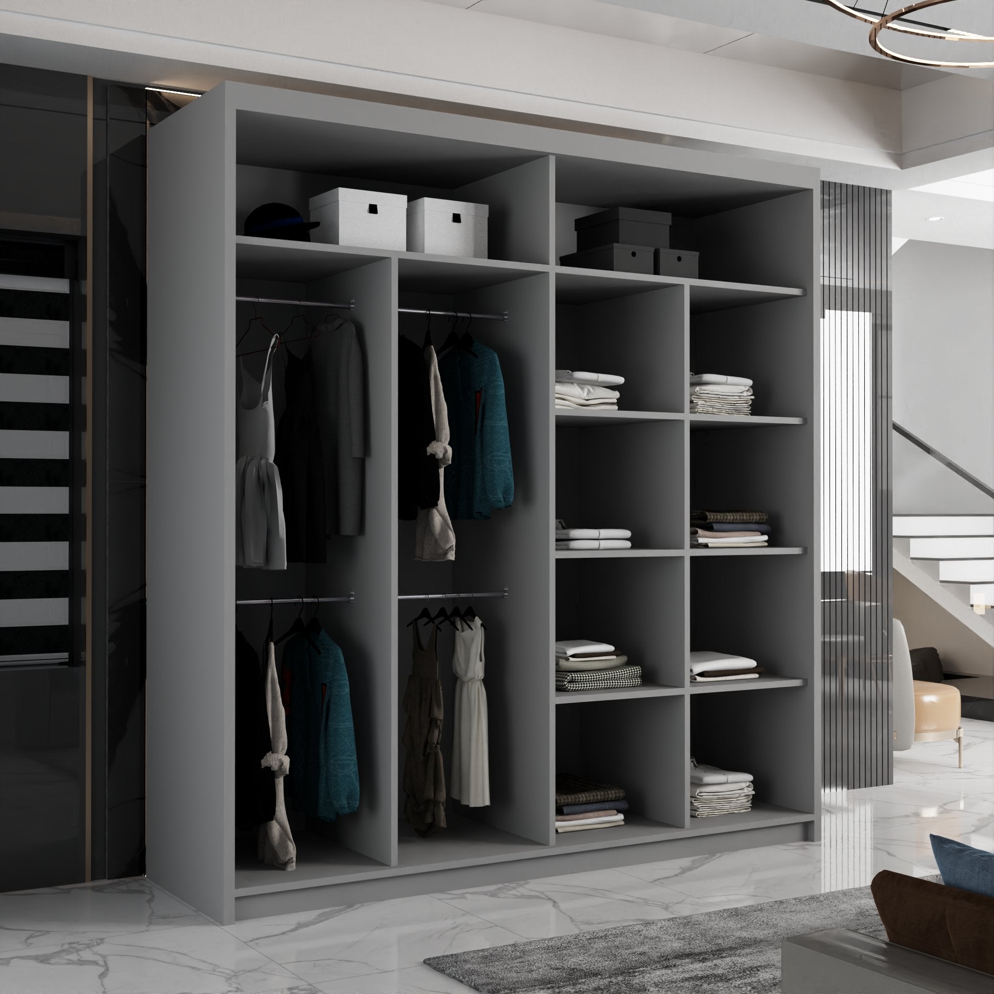 California Sliding Wardrobe Black, White and Grey