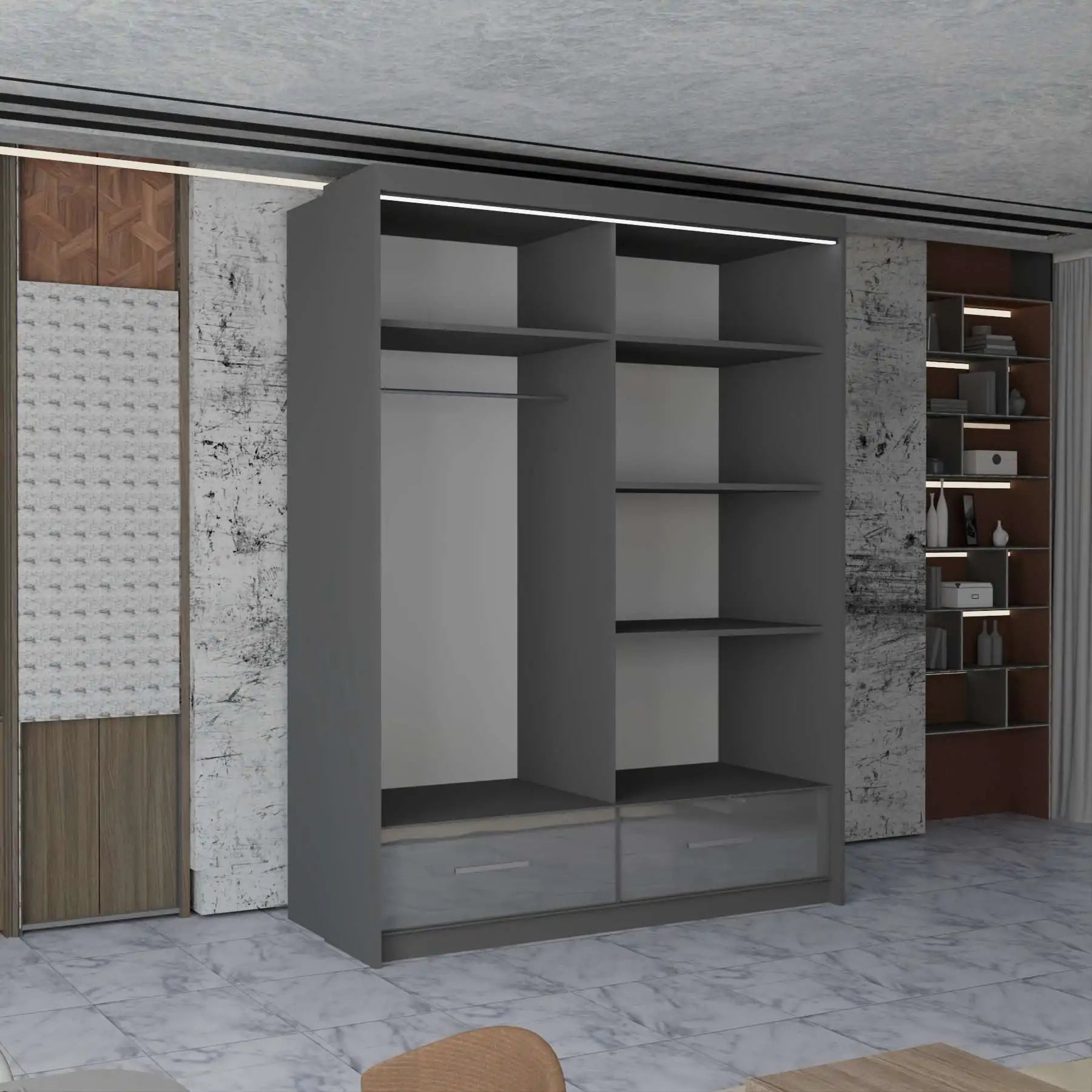 Sycylia High Gloss Sliding Door Wardrobe New Branding