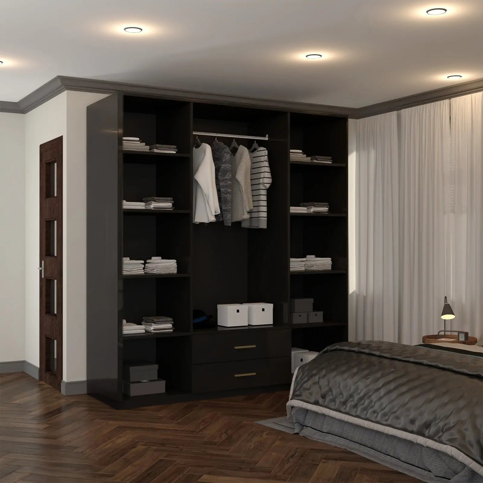 High Gloss 3, 4 Door Wardrobes with Gold Handles(For Images)