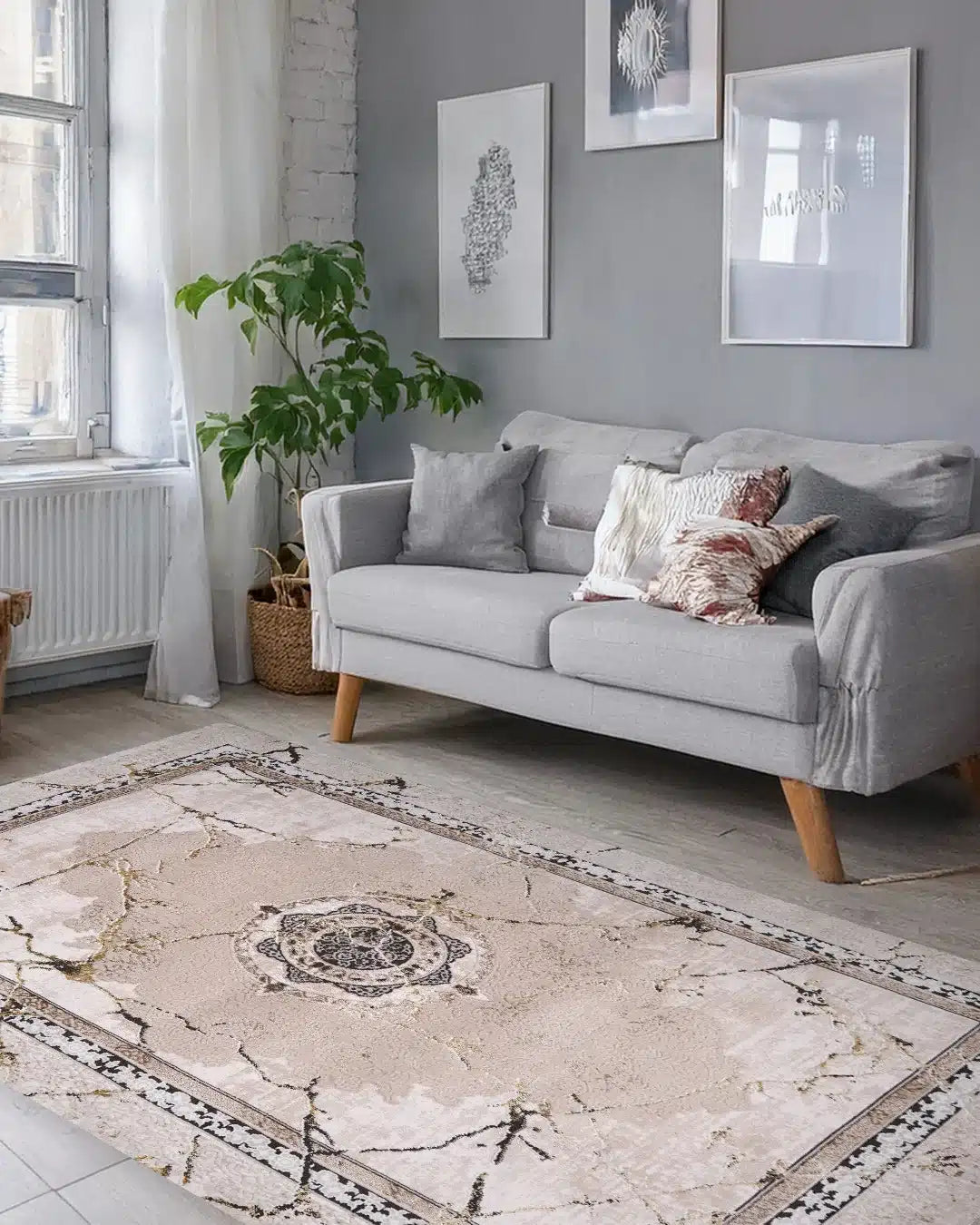 Ruby Marble Vein Medallion Rug