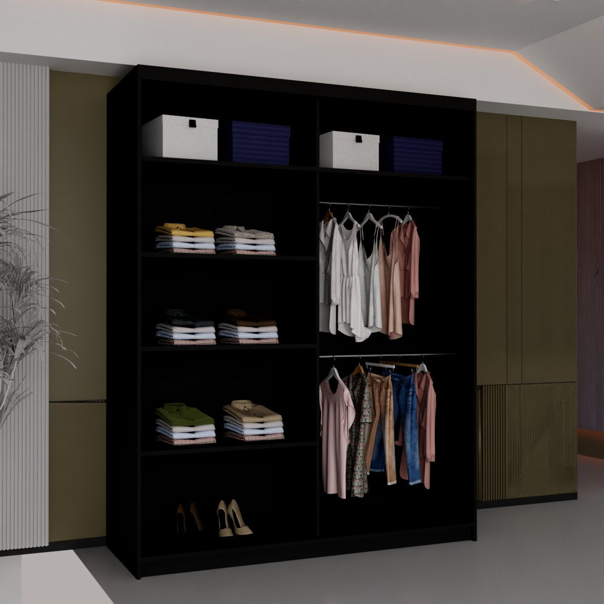 Rio Wardrobe Black, Grey and White
