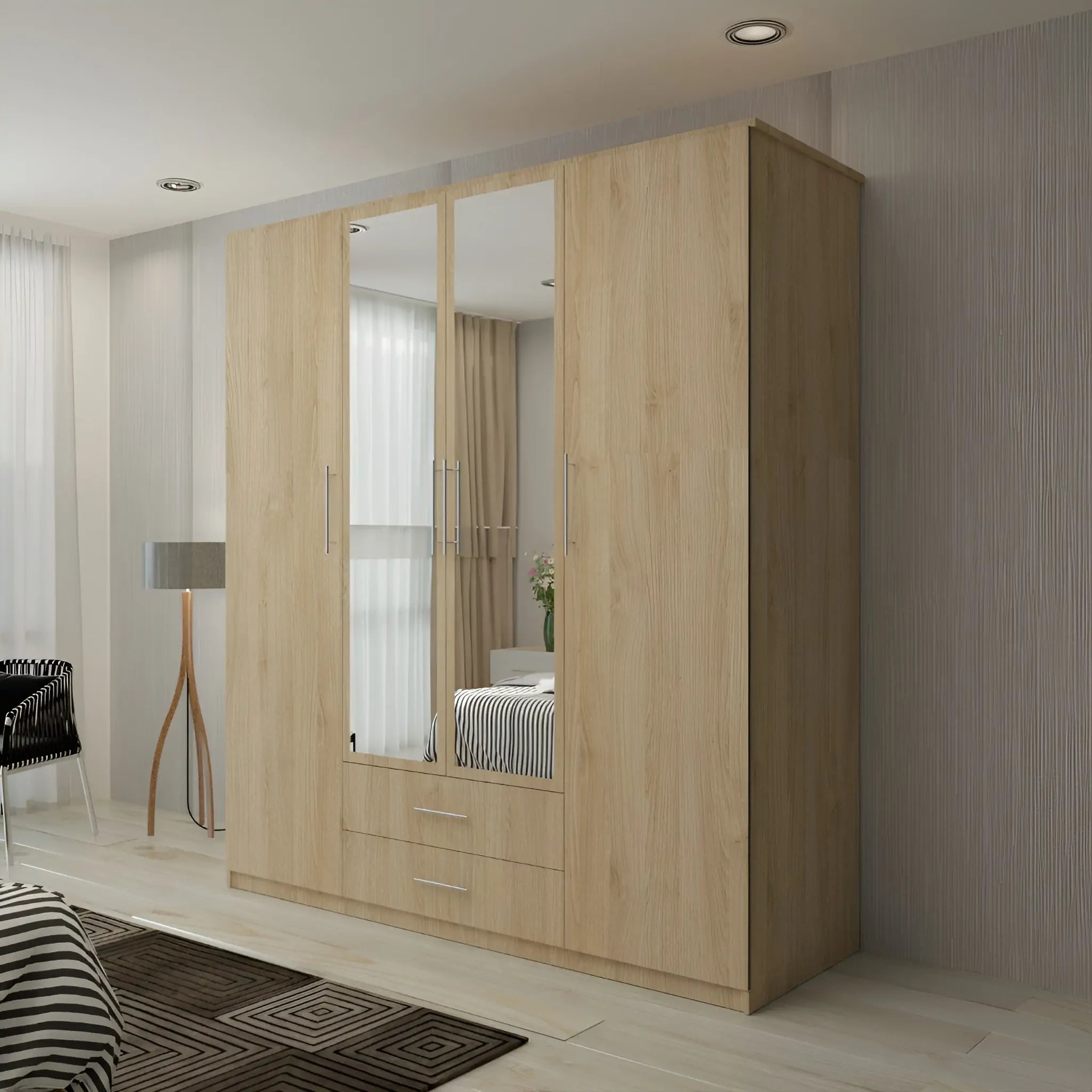 London New Hinged 4 Door Wardrobe