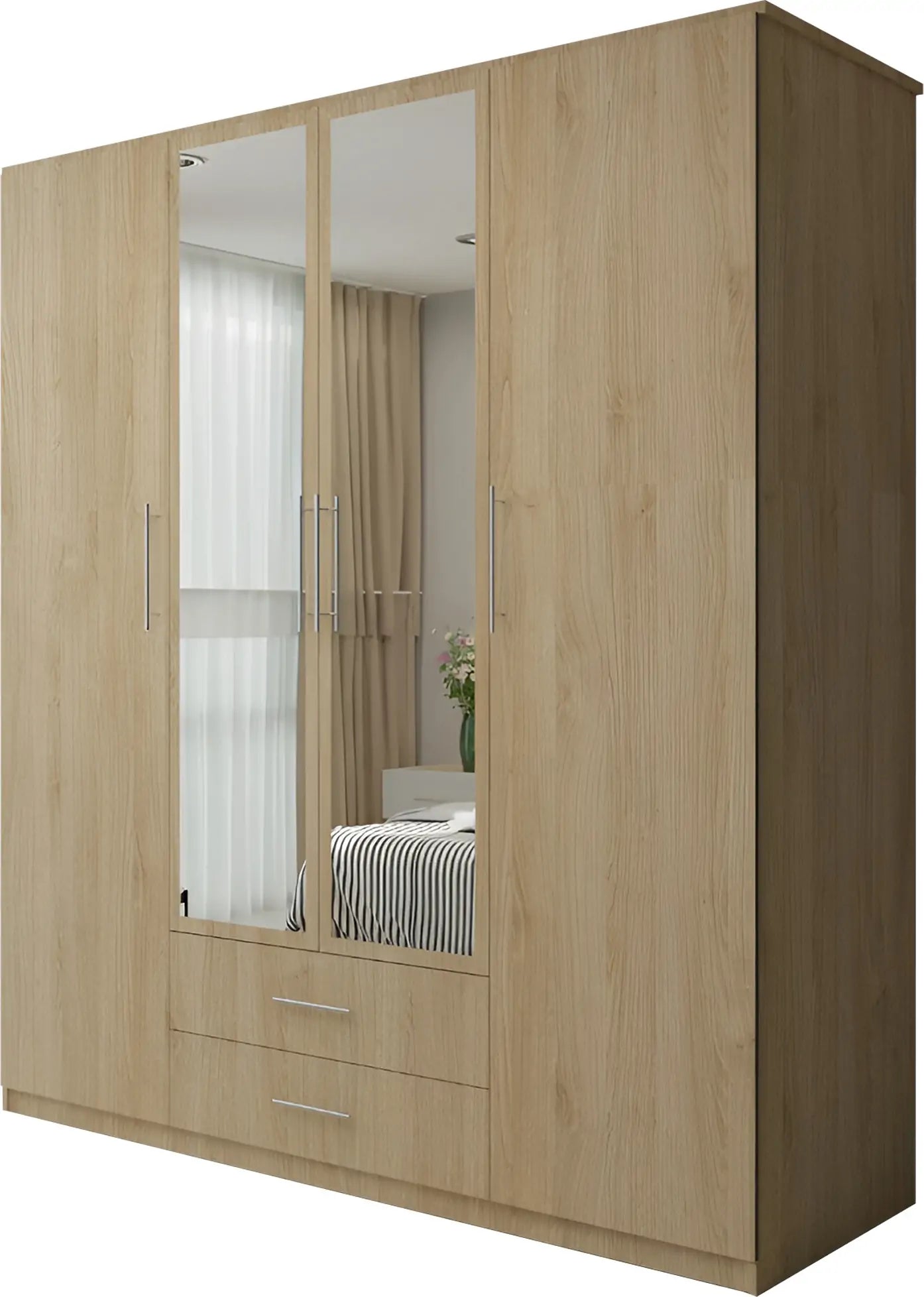 London New Hinged 4 Door Wardrobe