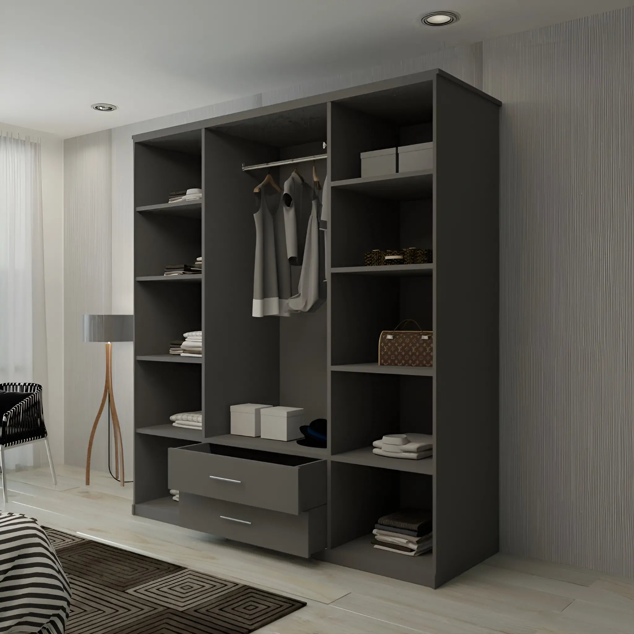 London New Hinged 4 Door Wardrobe