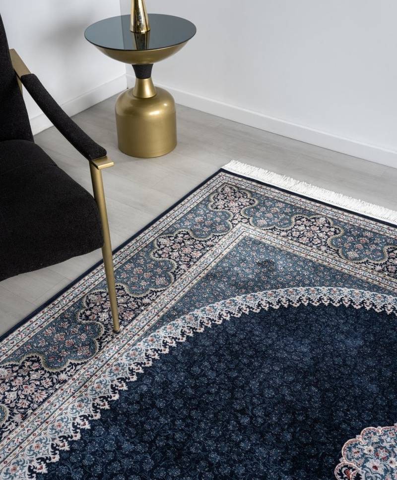 Minyatur Oval Medallion Persian Navy Rug