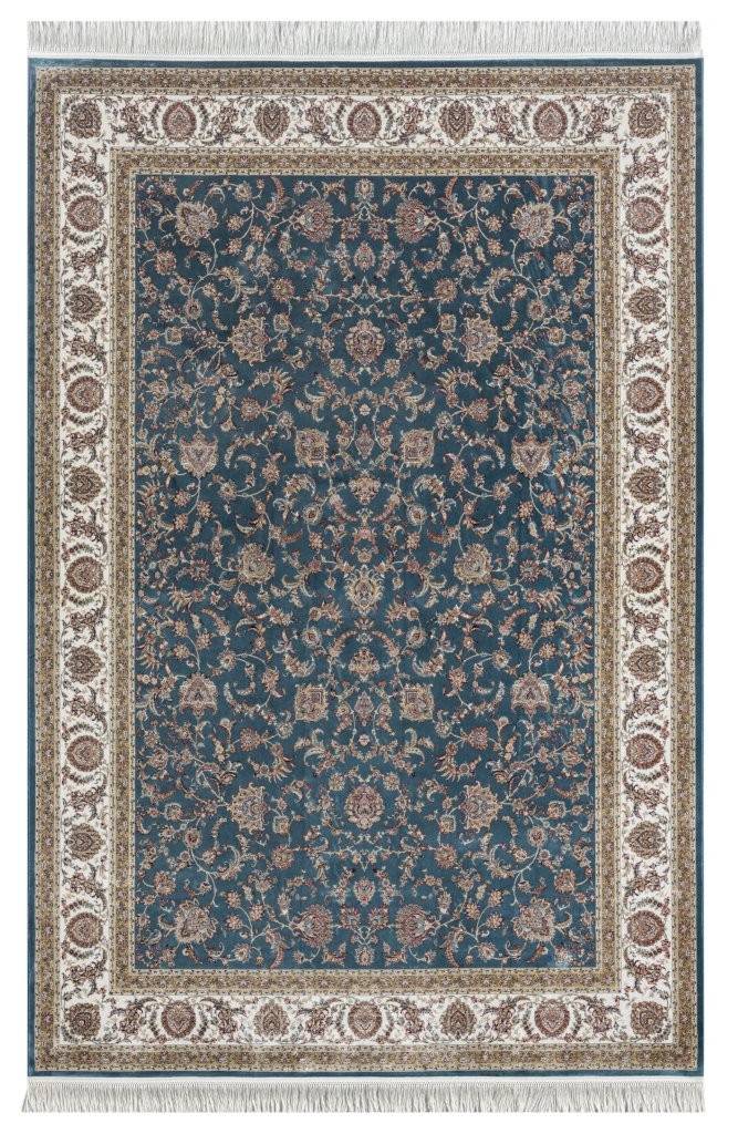 Minyatur Classic Bouquet Navy Cream Border Rug