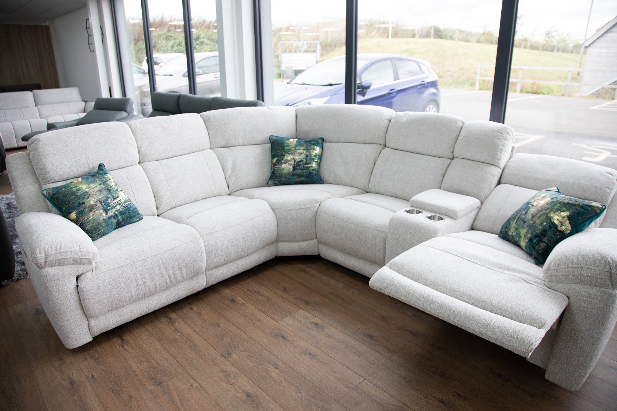 Owen Electric Recliner Sofa Beige Large Corner