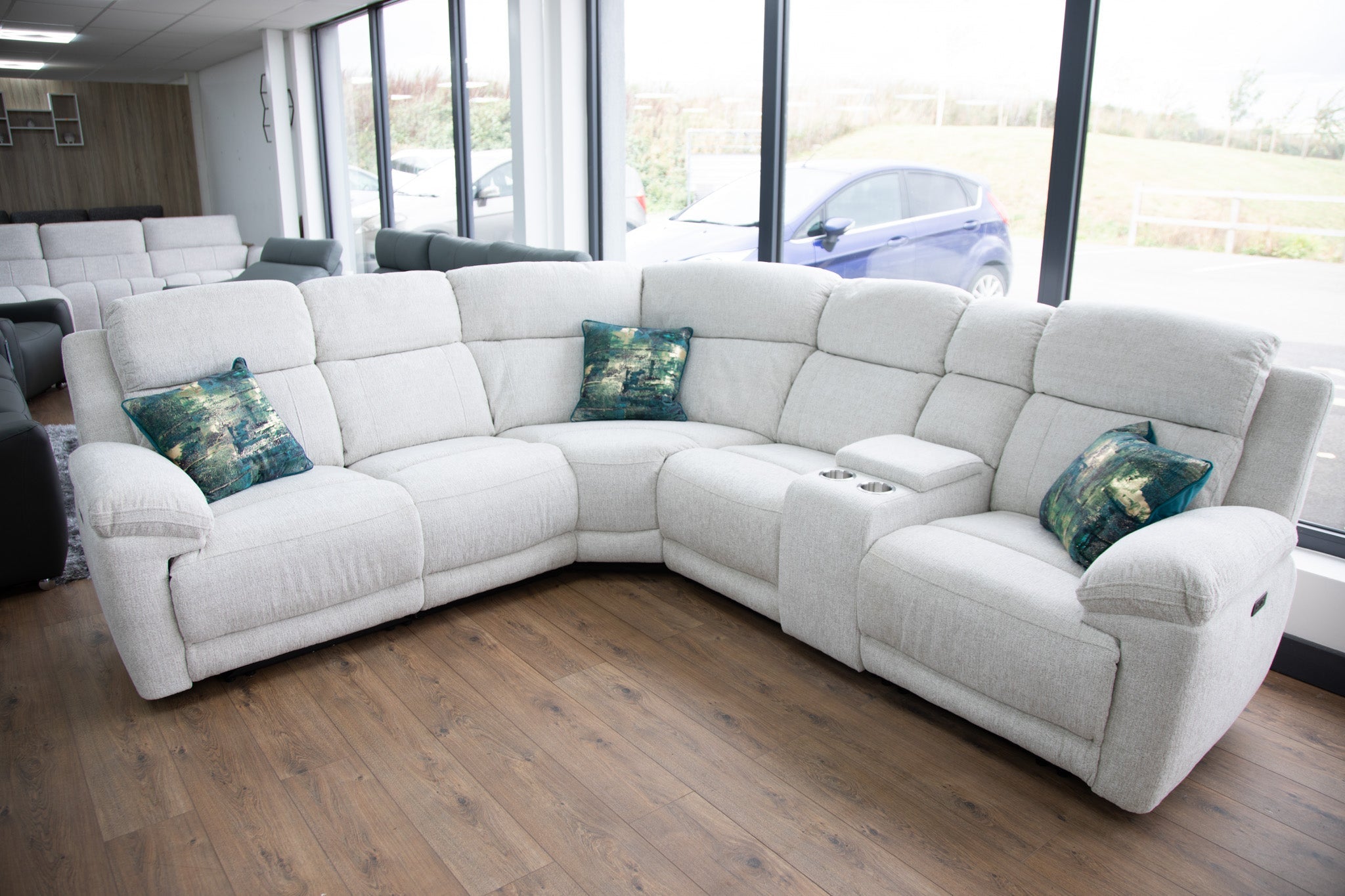 Owen Electric Recliner Sofa Beige Large Corner