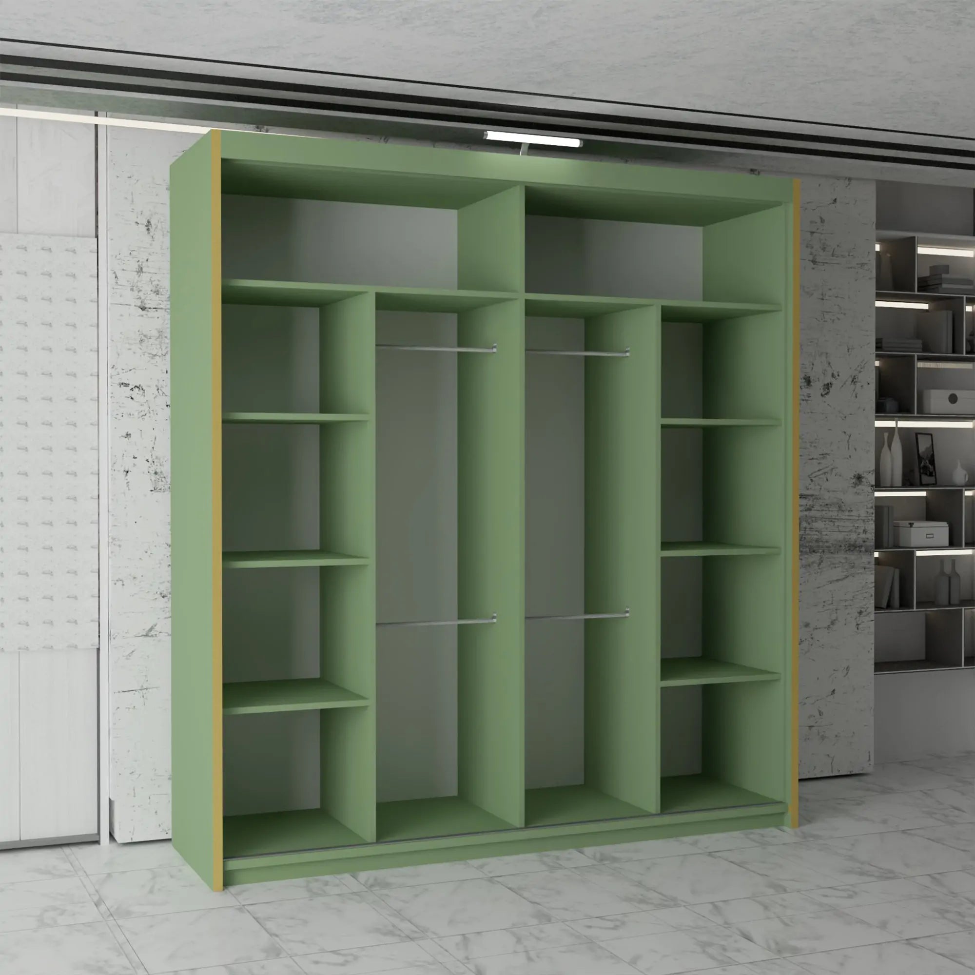 Pesto Green Sliding Door Wardrobe 3rd Branding (MN DB)