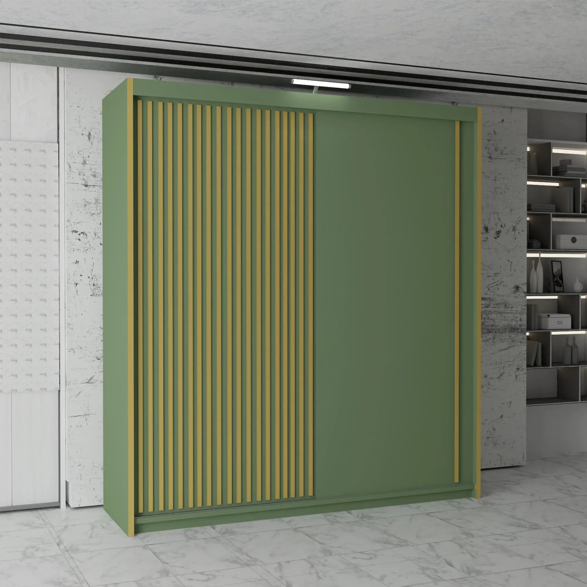 Pesto Green Sliding Door Wardrobe 3rd Branding (MN DB)