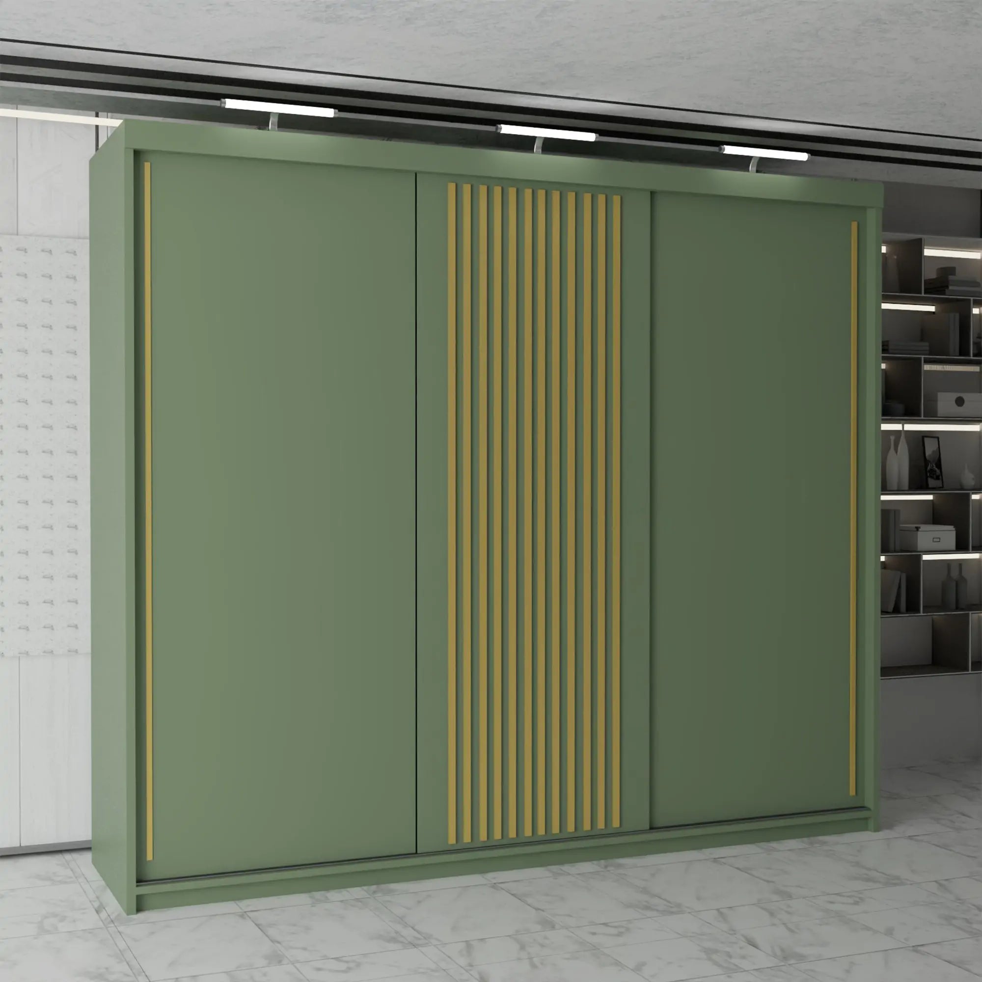 Pesto Green Sliding Door Wardrobe 3rd Branding (MN DB)