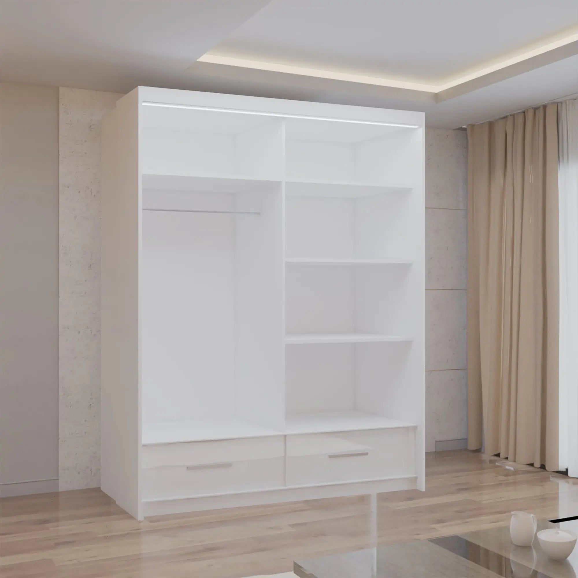 Cysylia High Gloss sliding Door Wardrobe