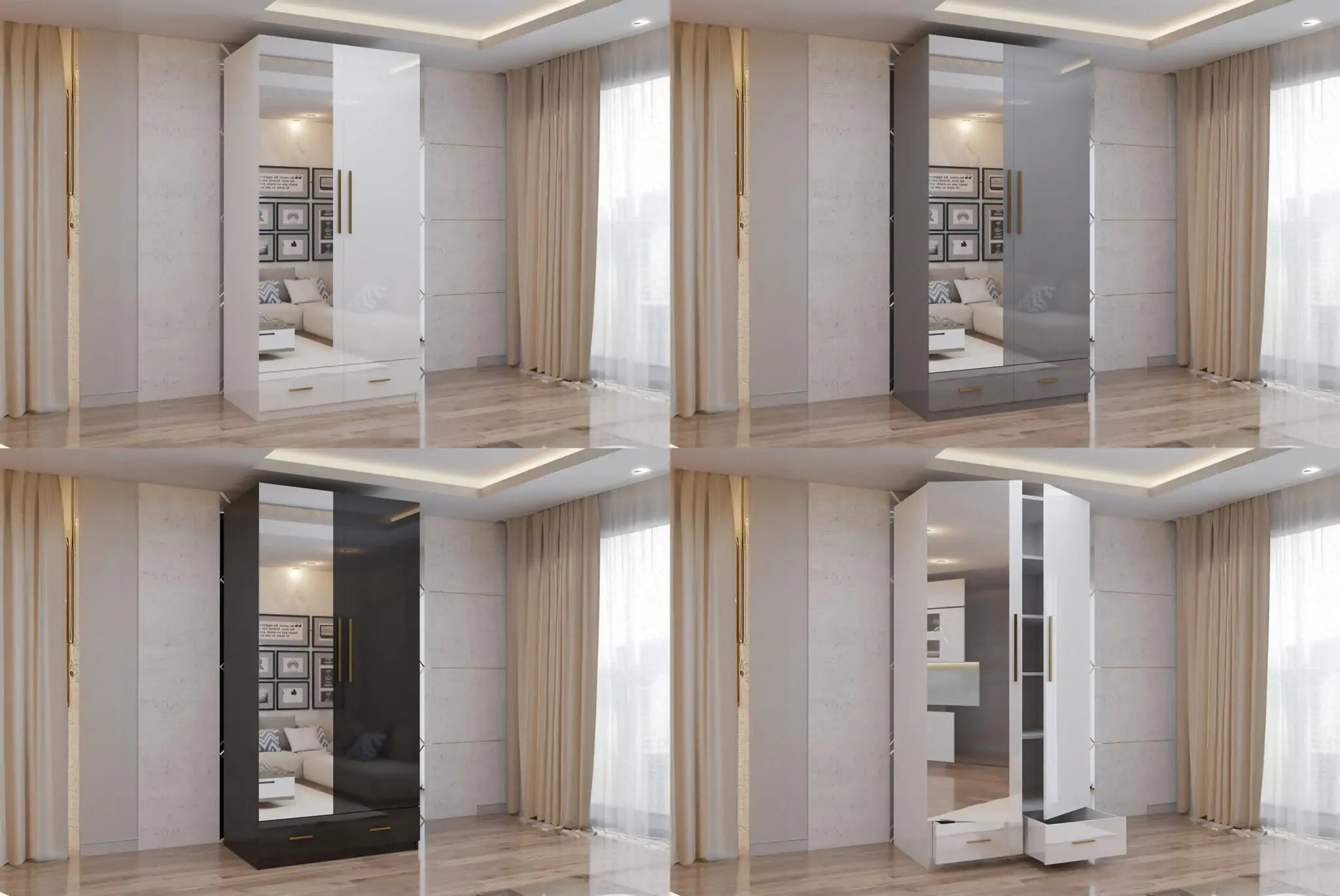 2 Door High Gloss Hinged Wardrobe (2nd Branding MN Wowcher)