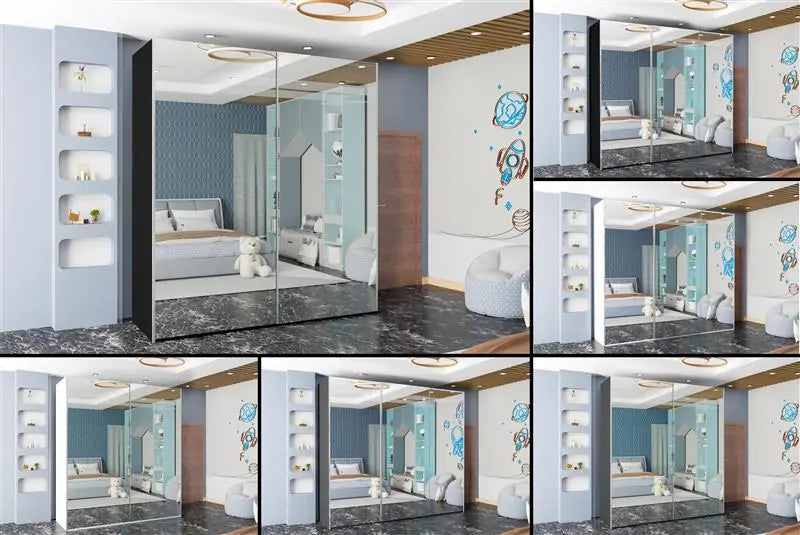 Etna Sliding Full Mirror Door Wardrobe(Ww)
