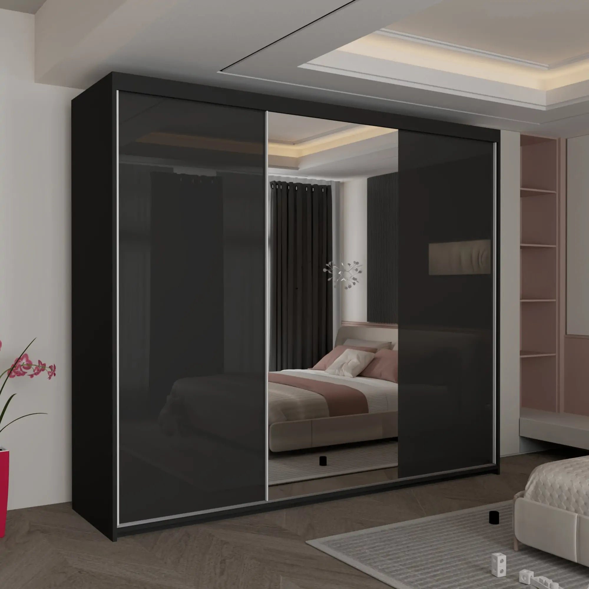 Vikas New High Gloss sliding door Wardrobe(DB)