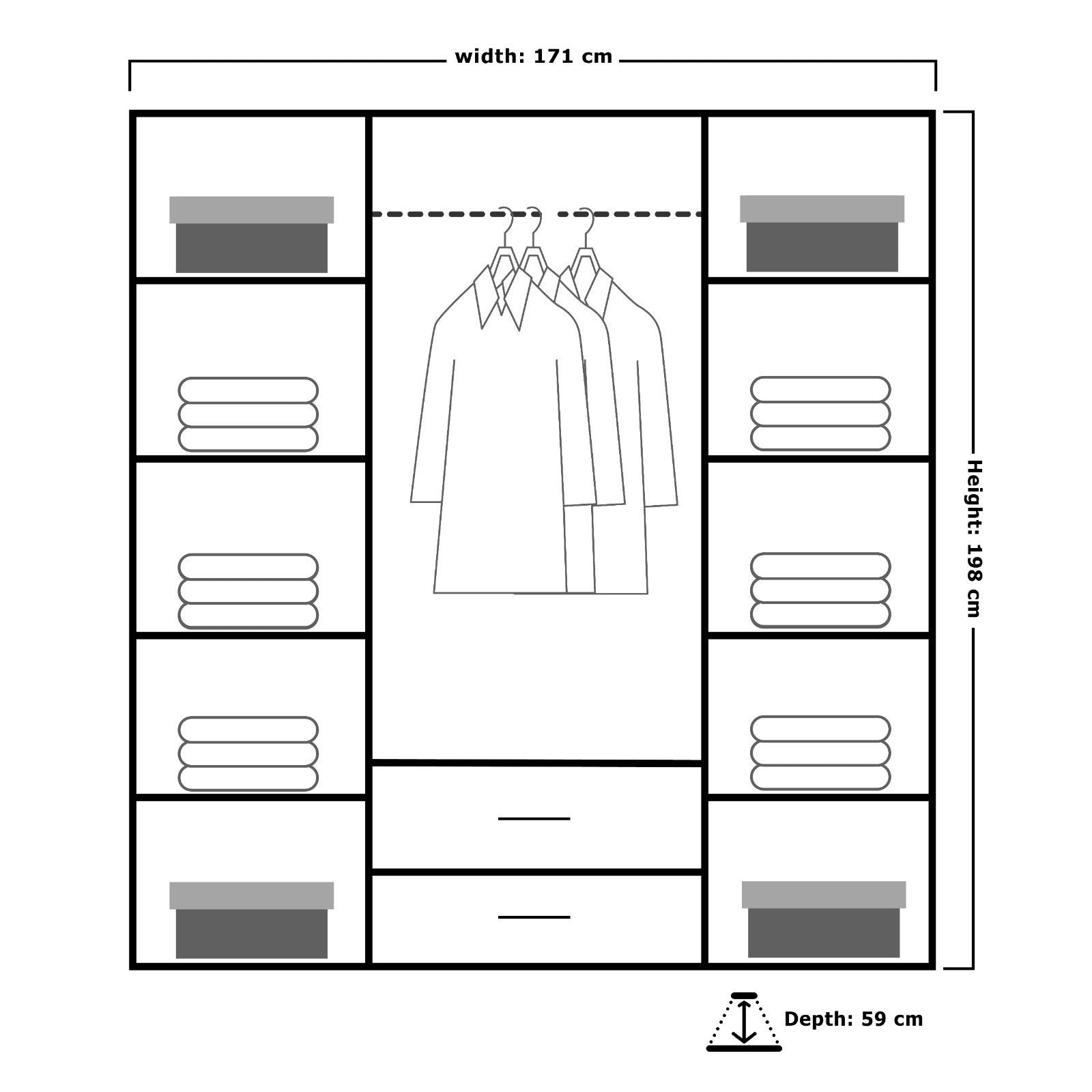 London Wardrobe Black, White and Oak