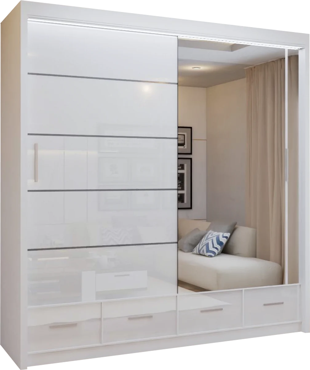 Cysylia High Gloss sliding Door Wardrobe