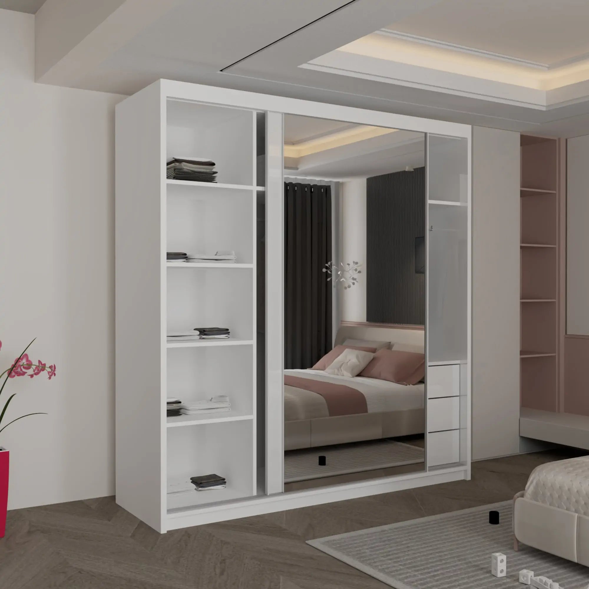 Vikas New High Gloss sliding door Wardrobe(DB)